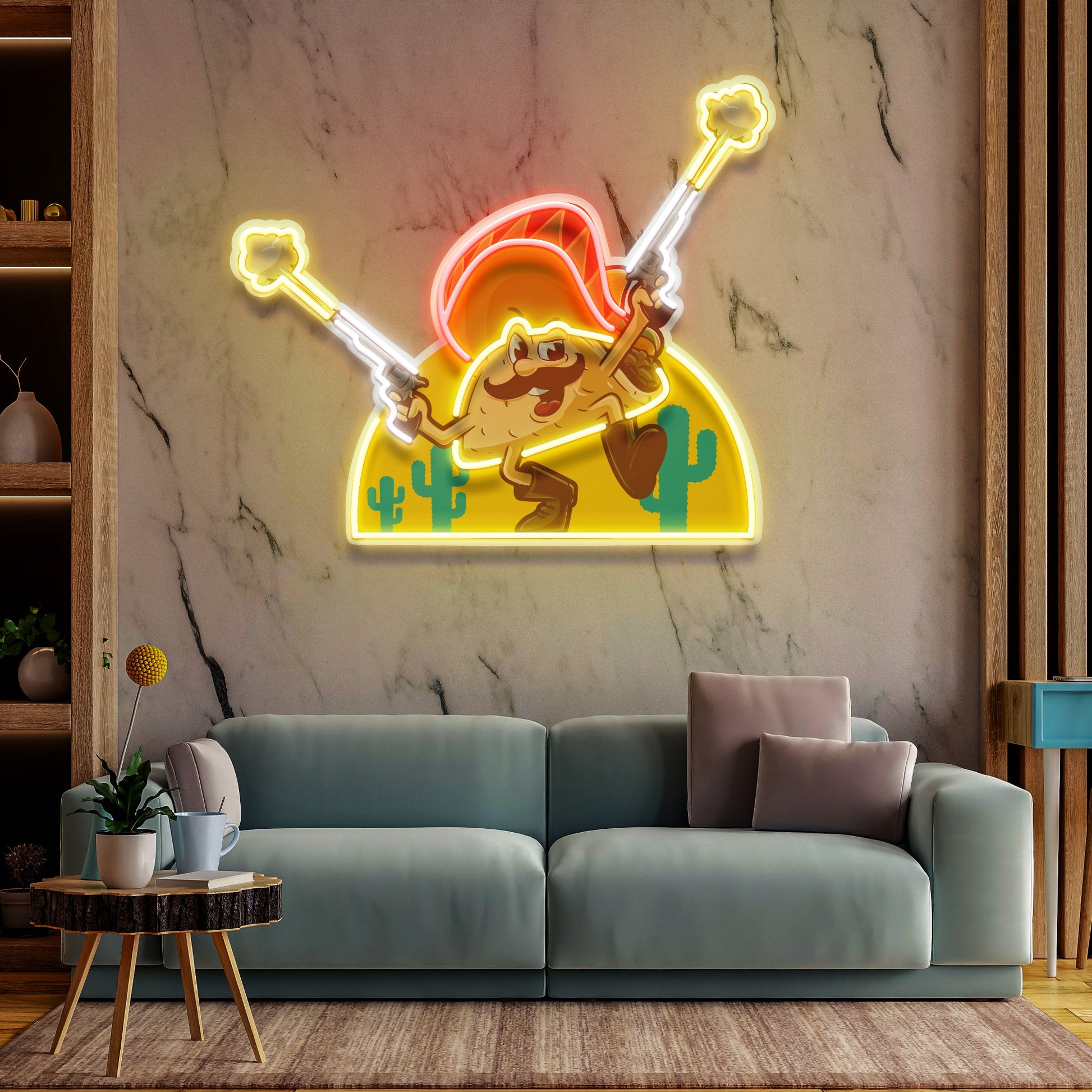 Tacos Logo Mexican Artwork Led Neon Sign Light - Neonzastudio