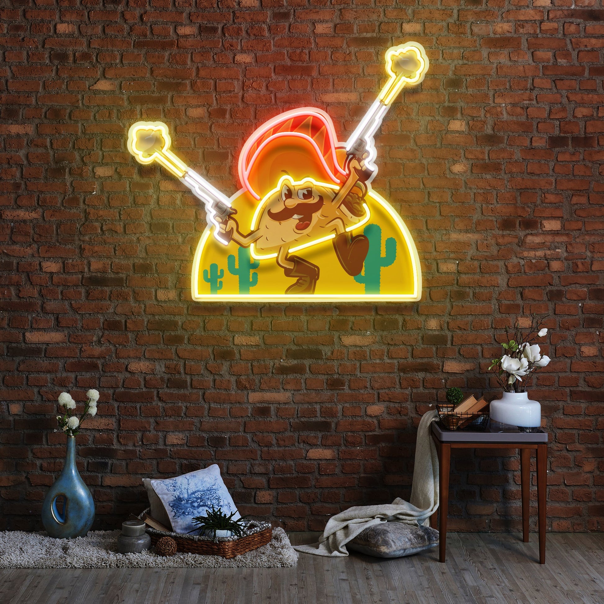 Tacos Logo Mexican Artwork Led Neon Sign Light - Neonzastudio