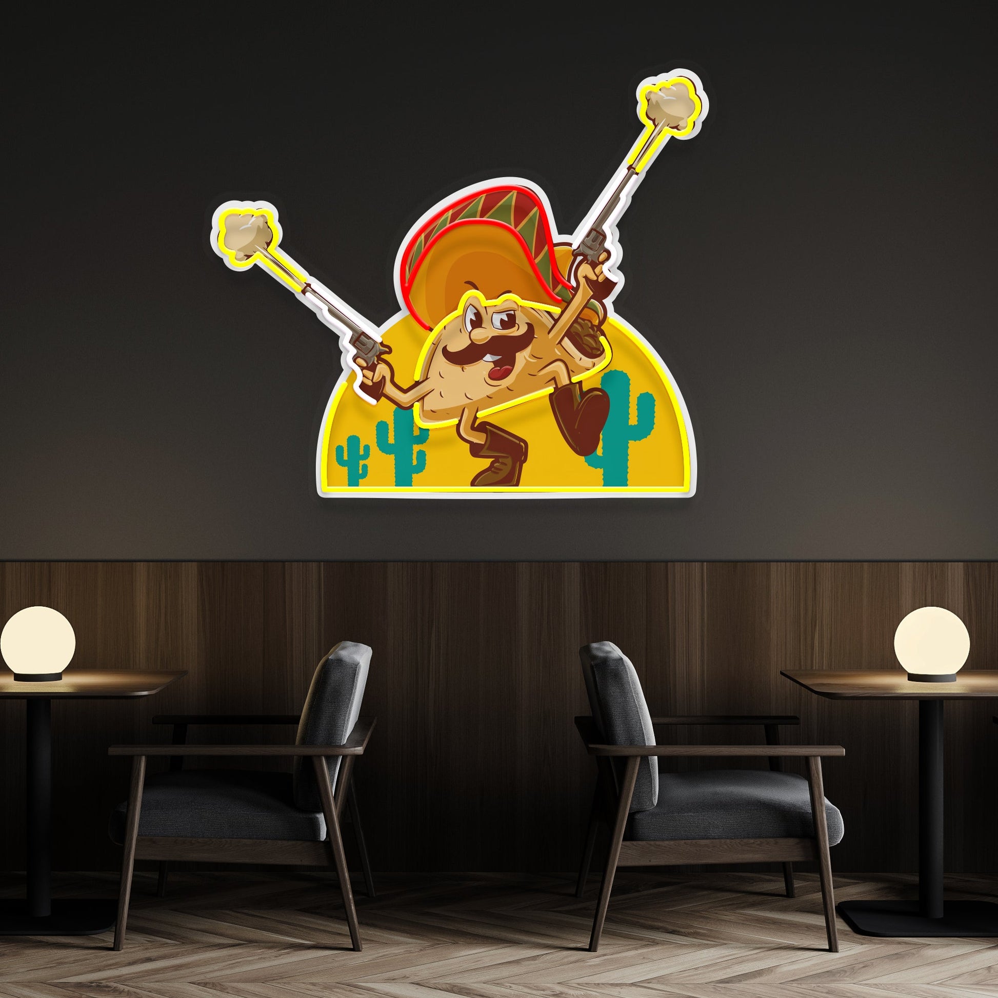Tacos Logo Mexican Artwork Led Neon Sign Light - Neonzastudio