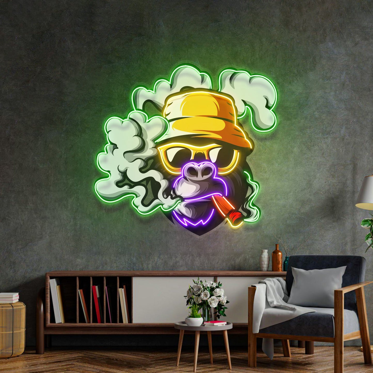 Yellow Hat Monkey LED Neon Sign Light Pop Art - Neonzastudio