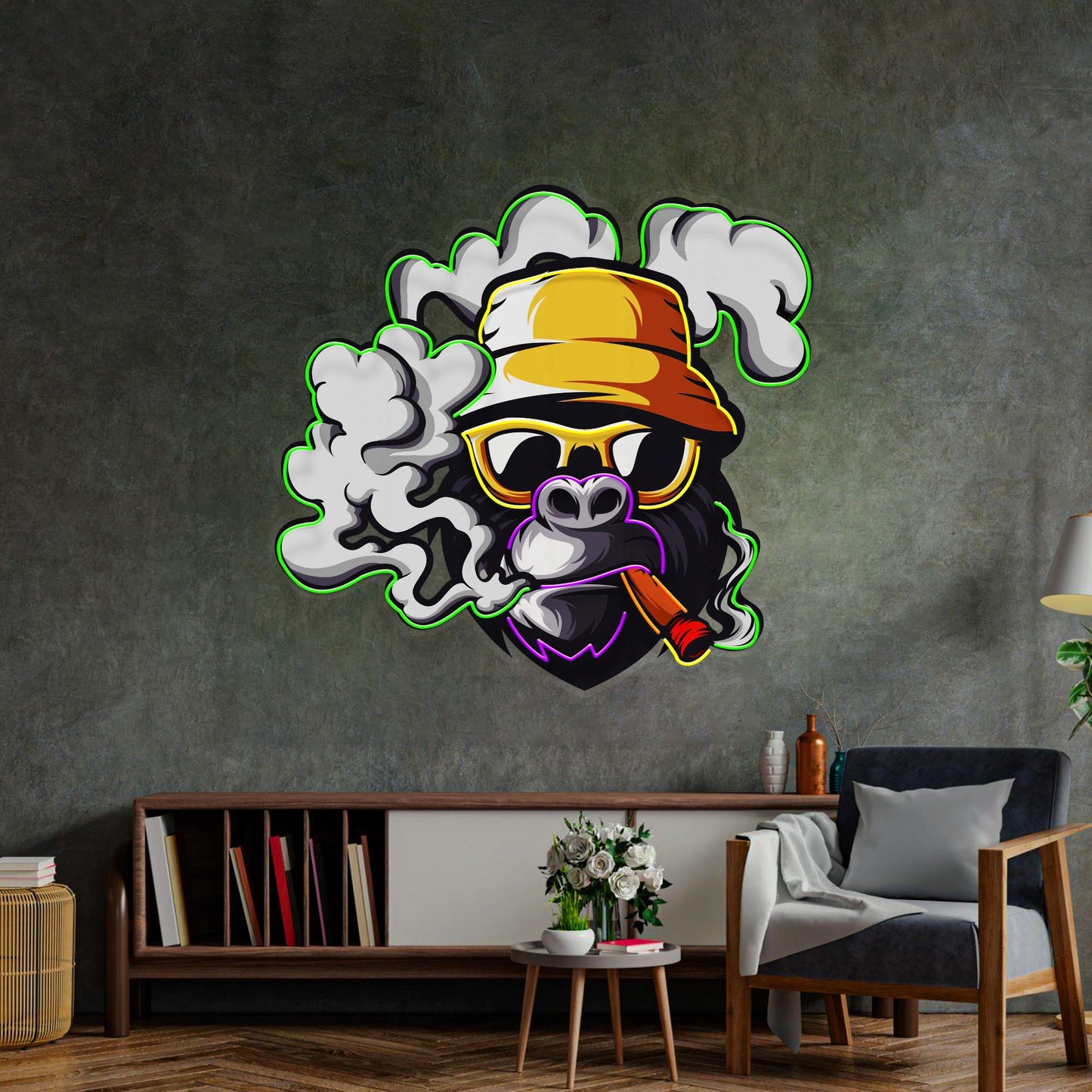 Yellow Hat Monkey LED Neon Sign Light Pop Art - Neonzastudio