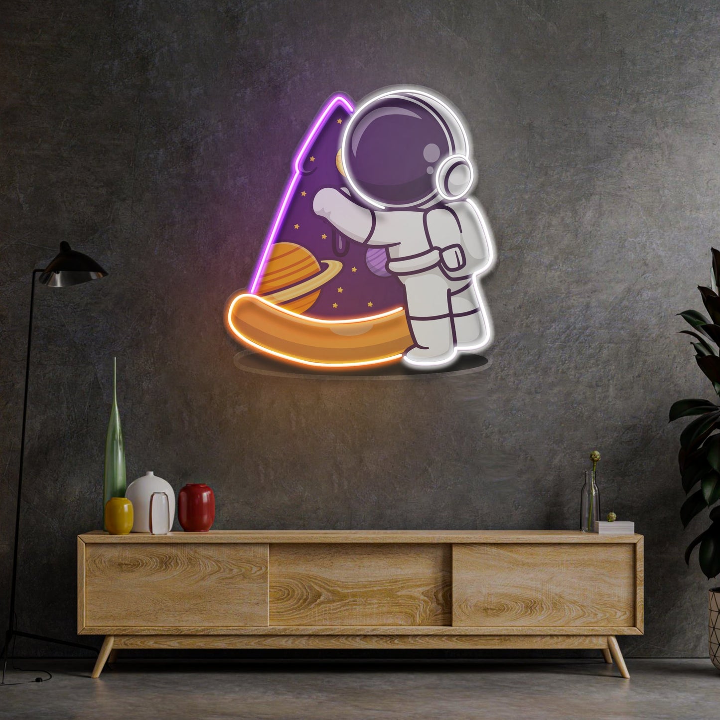 Astronaut Pizza LED Neon Sign Light Pop Art - Neonzastudio