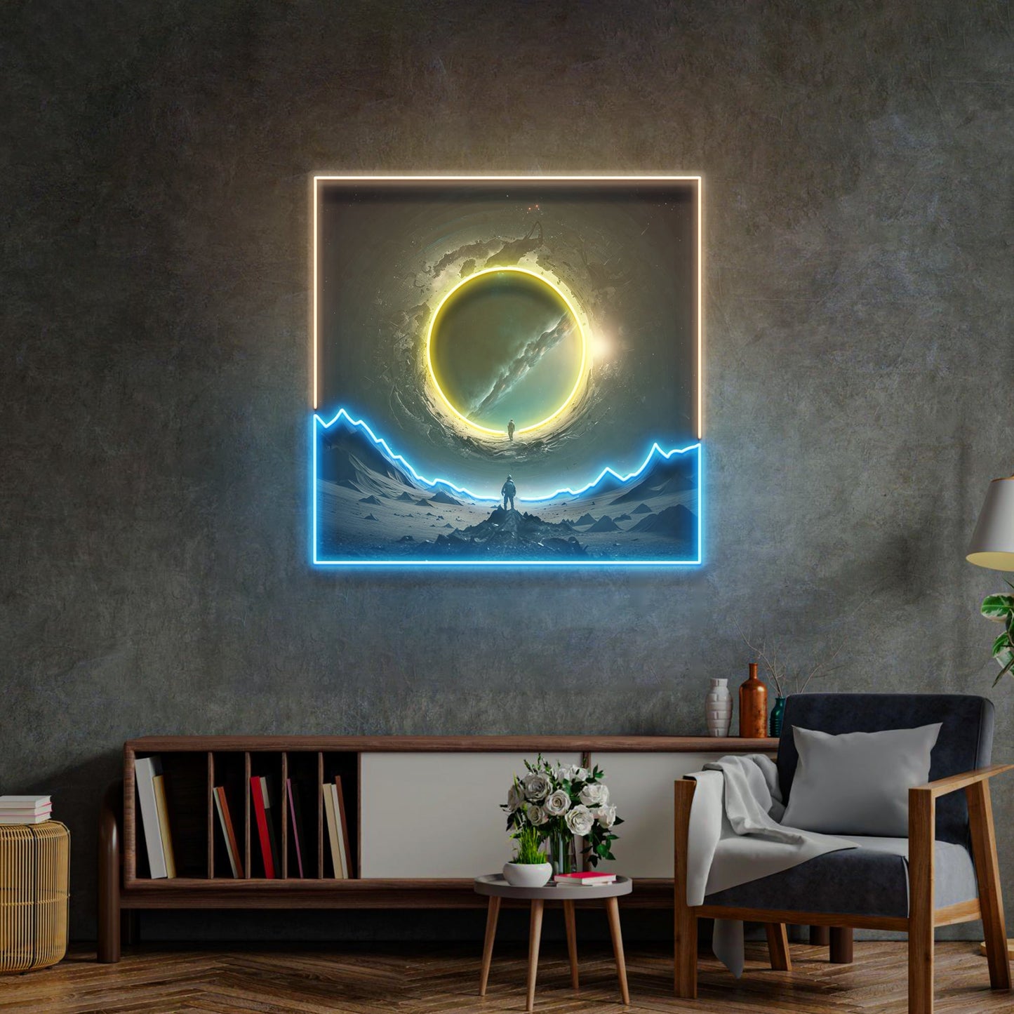 Astronaut With Space Gate LED Neon Sign Light Pop Art - Neonzastudio
