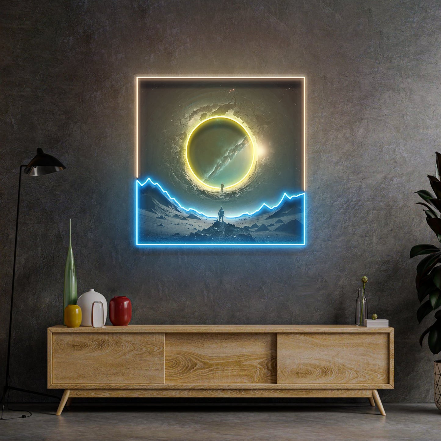 Astronaut With Space Gate LED Neon Sign Light Pop Art - Neonzastudio