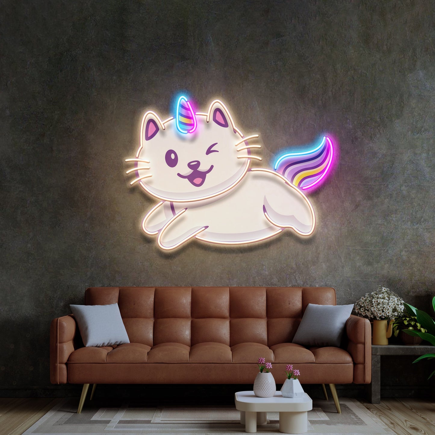 Cat Unicorn Flying LED Neon Sign Light Pop Art - Neonzastudio