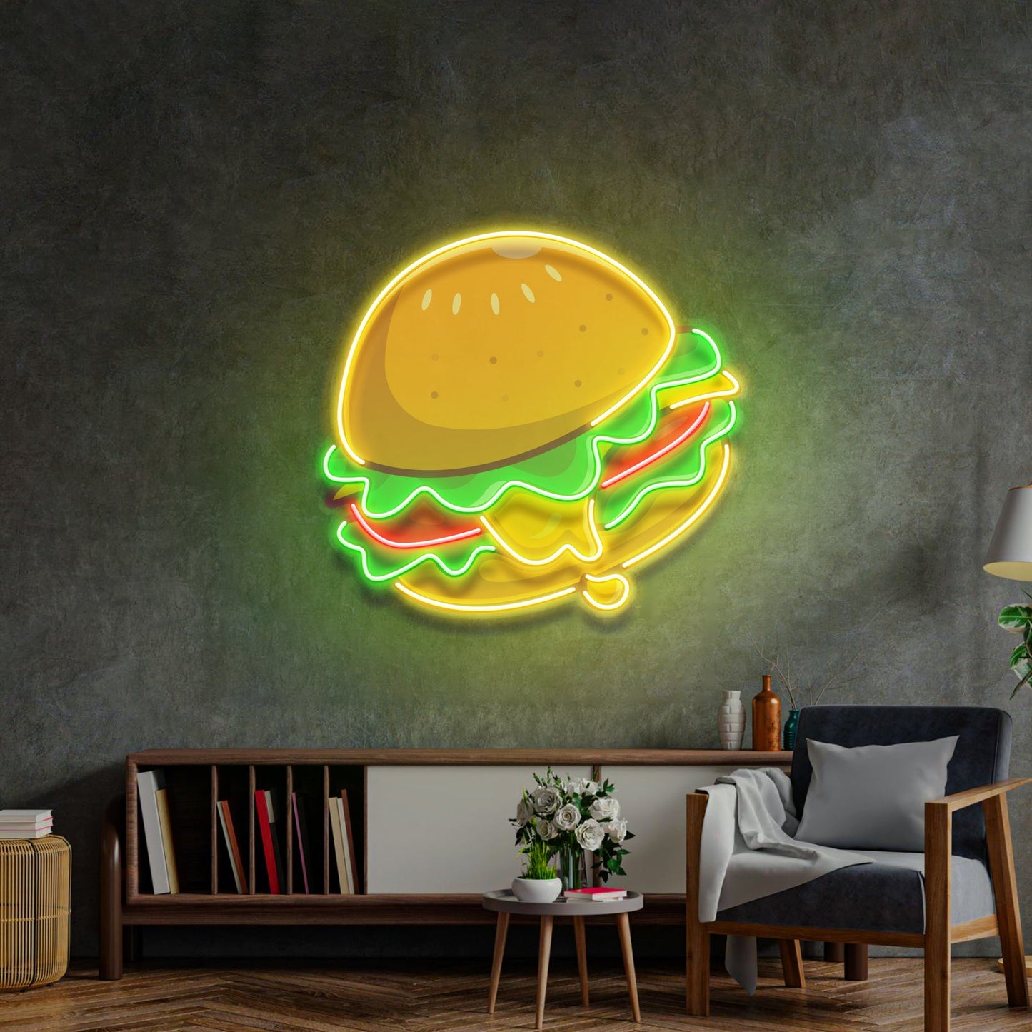 Cheese Burger Cartoon LED Neon Sign Light Pop Art - Neonzastudio