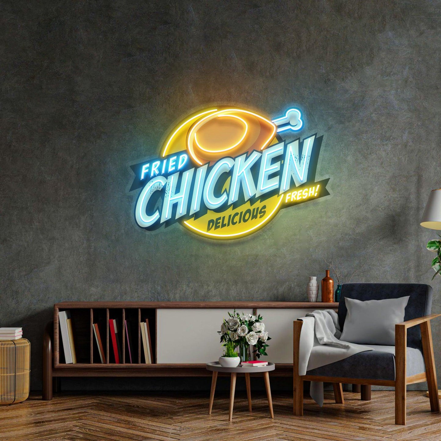 Fried Chicken Led Neon Acrylic Artwork - Neonzastudio