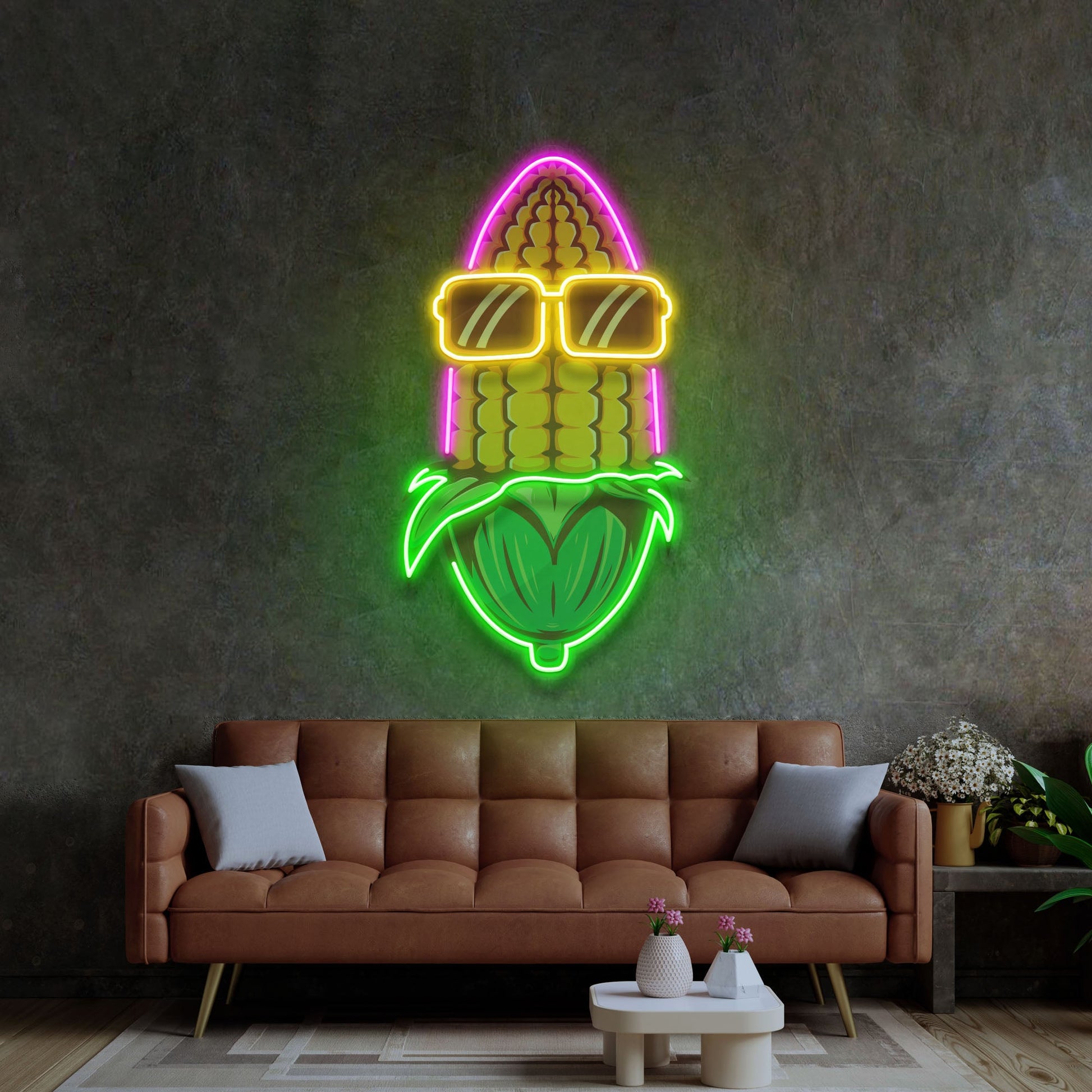 Corn Using Glasses LED Neon Sign Light Pop Art - Neonzastudio