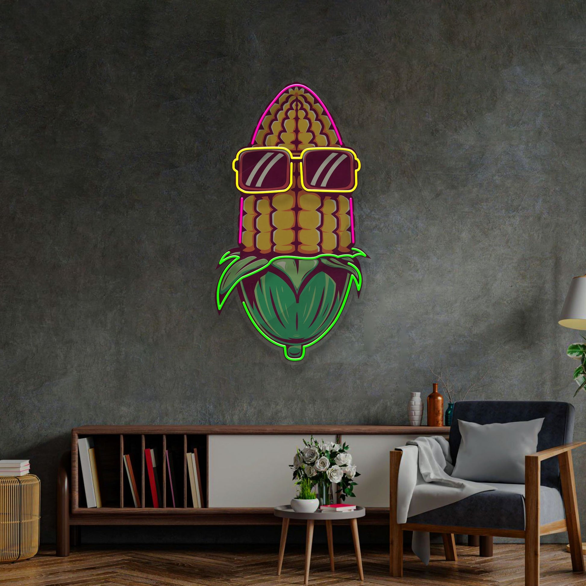 Corn Using Glasses LED Neon Sign Light Pop Art - Neonzastudio
