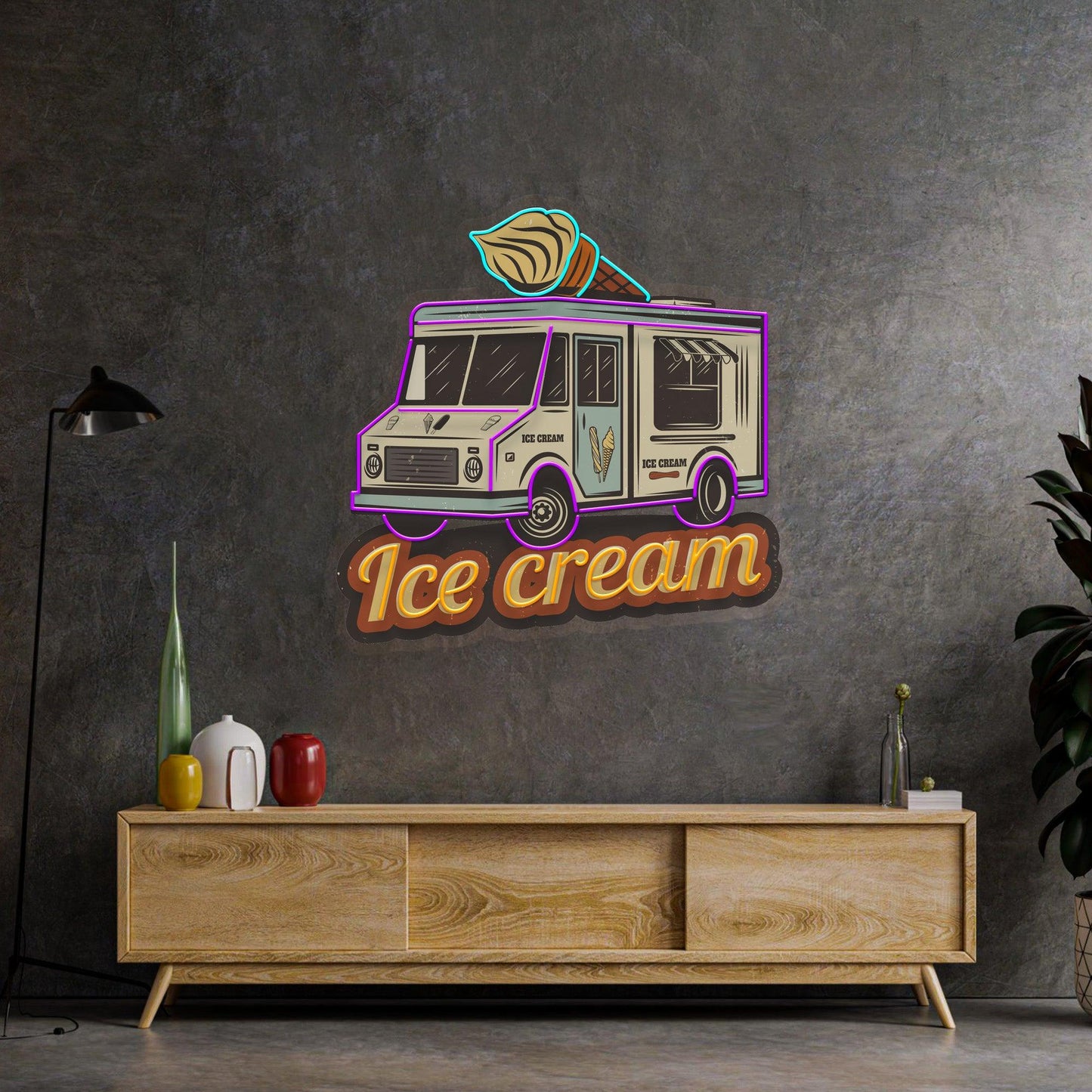 Ice Cream Bus Led Neon Acrylic Artwork - Neonzastudio
