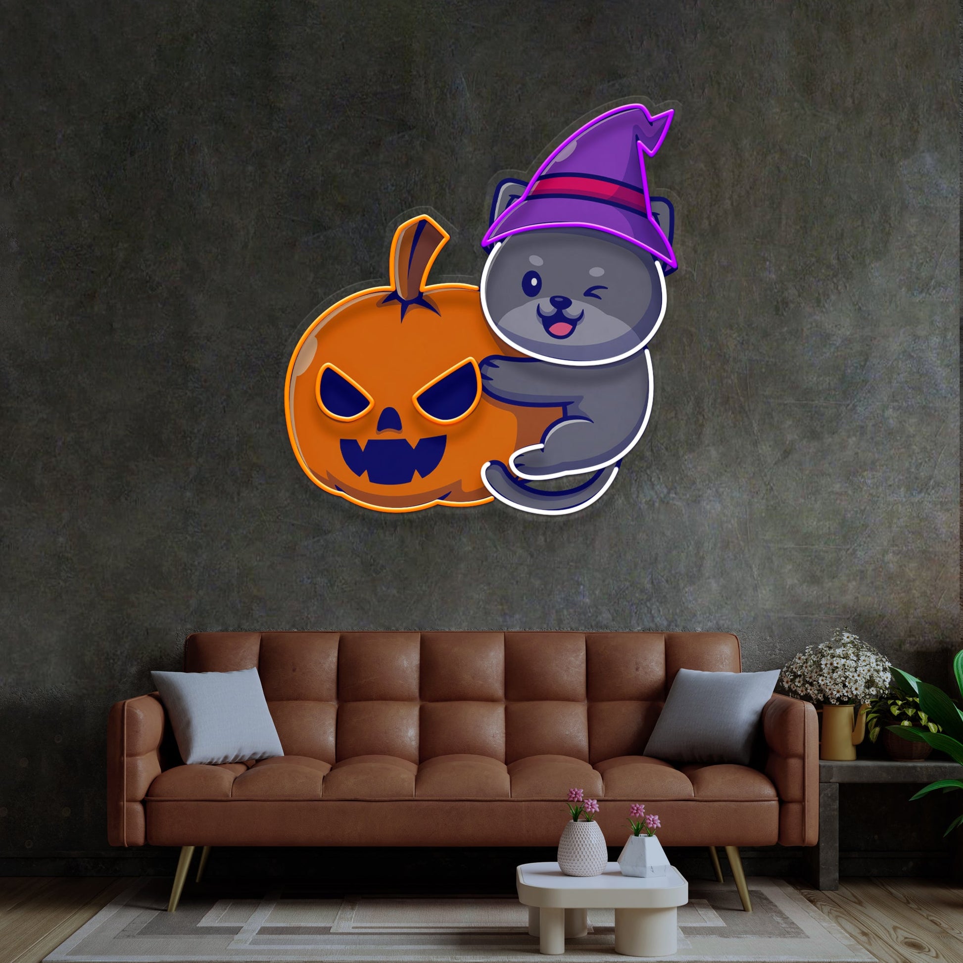 Dog And Pumpkin LED Neon Sign Light Pop Art - Neonzastudio