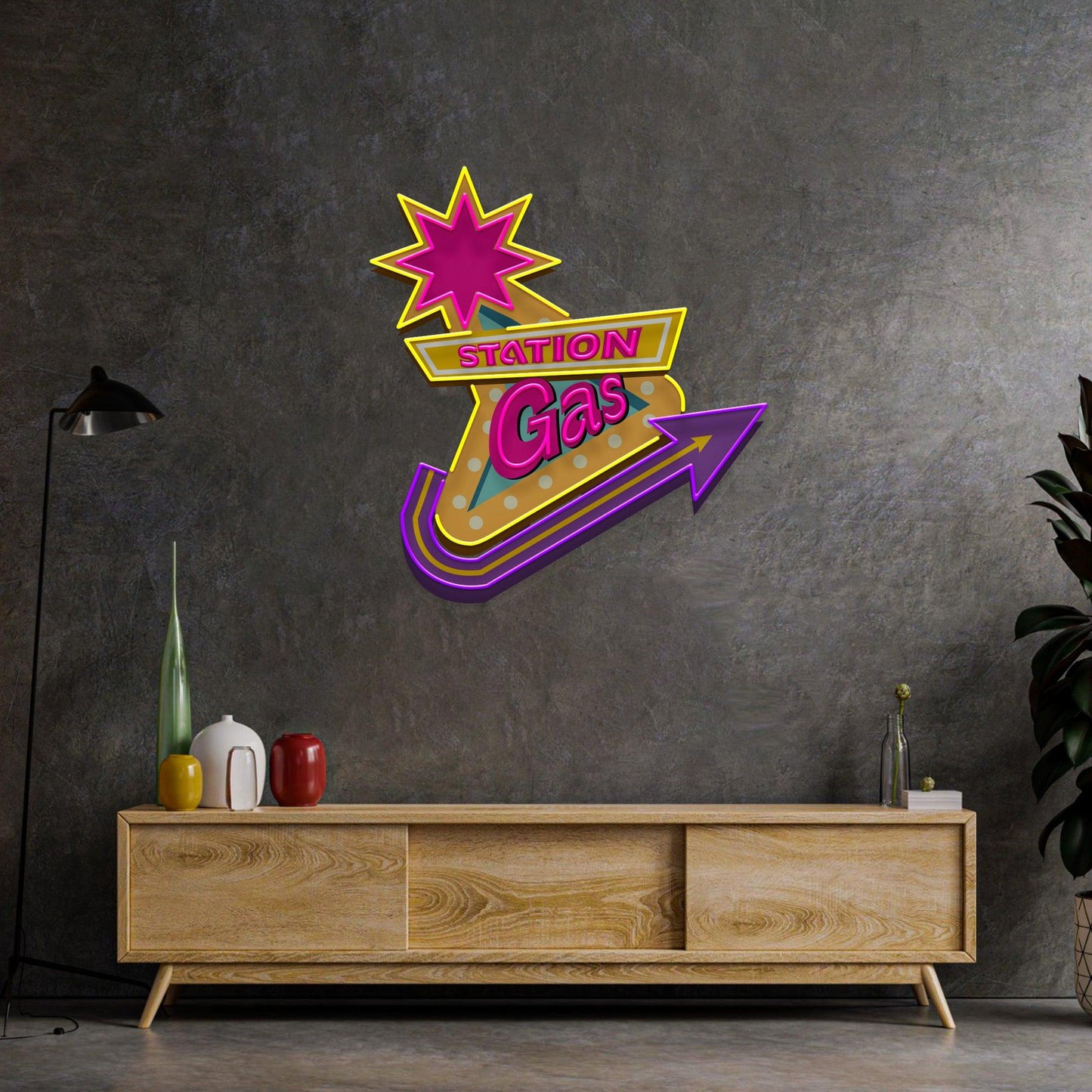 Gas Station Led Neon Acrylic Artwork - Neonzastudio