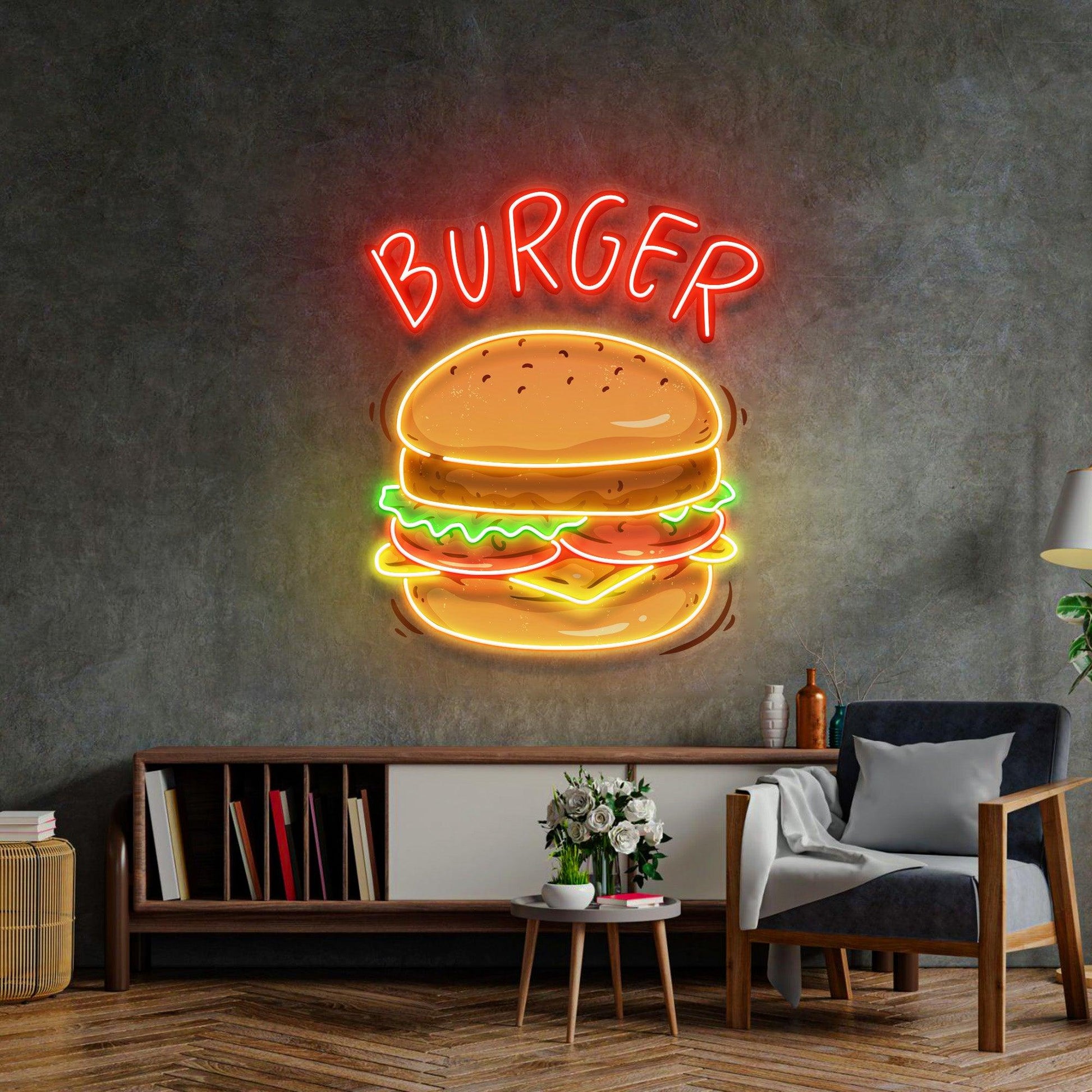 Hamburger Led Neon Acrylic Artwork - Neonzastudio