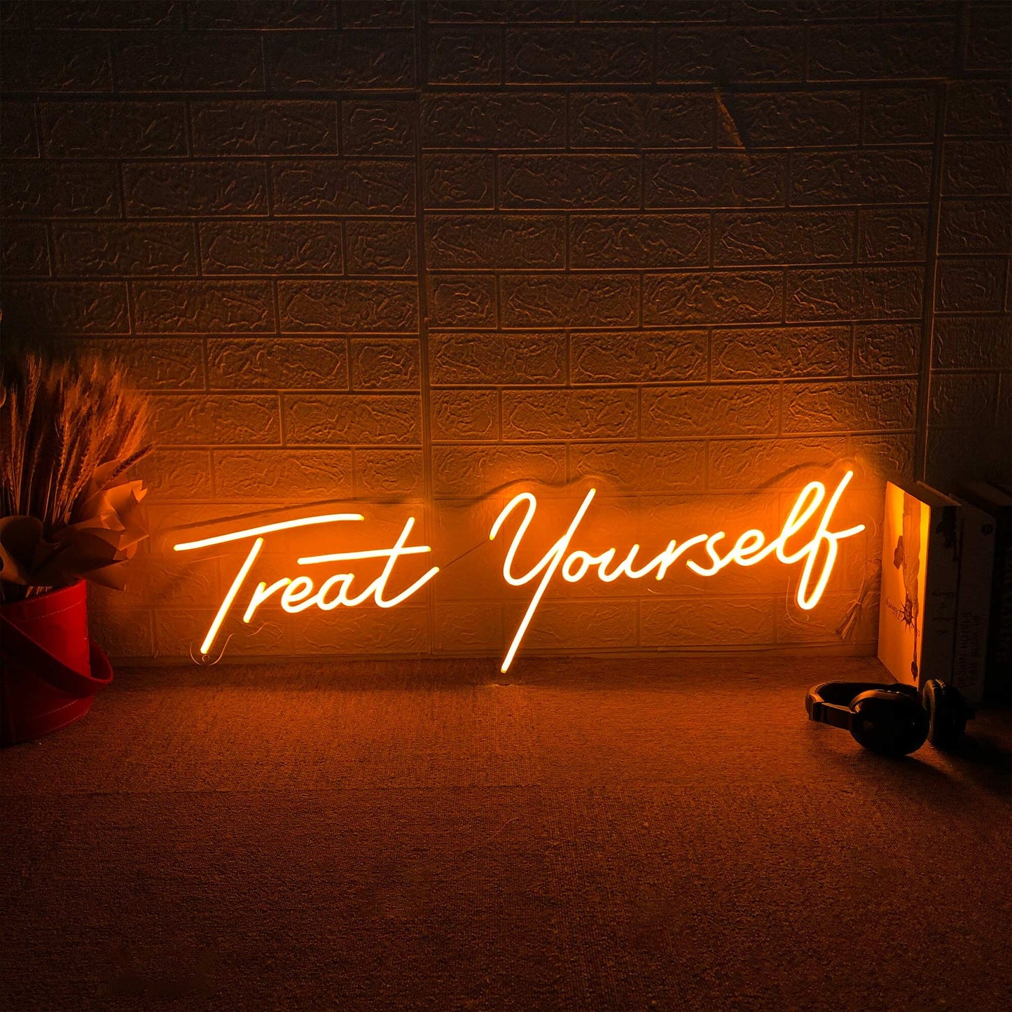 Treat Yourself Neon Sign Custom Wall Decor, Led Neon Lights Wedding Decor, Led Signs Back to School Supplies, Neon Light Personalized Gift