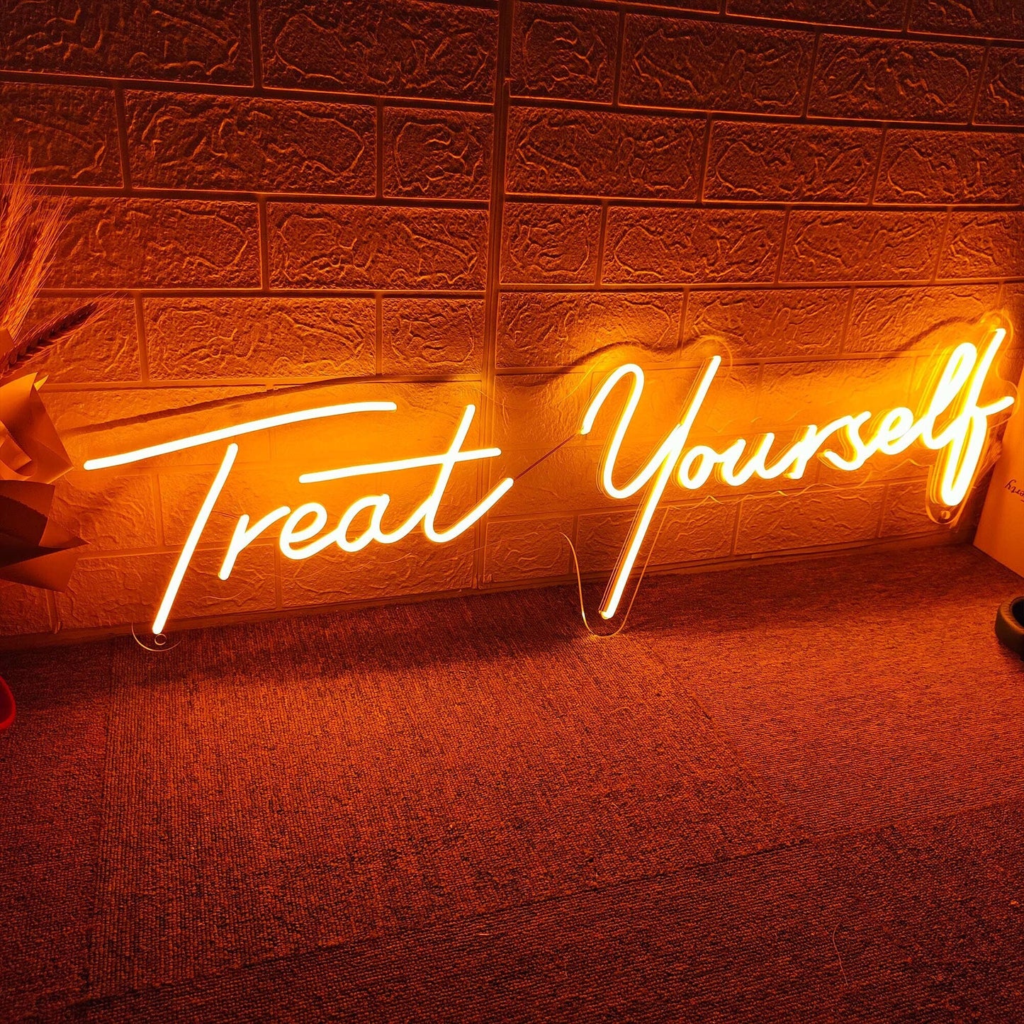Treat Yourself Neon Sign Custom Wall Decor, Led Neon Lights Wedding Decor, Led Signs Back to School Supplies, Neon Light Personalized Gift