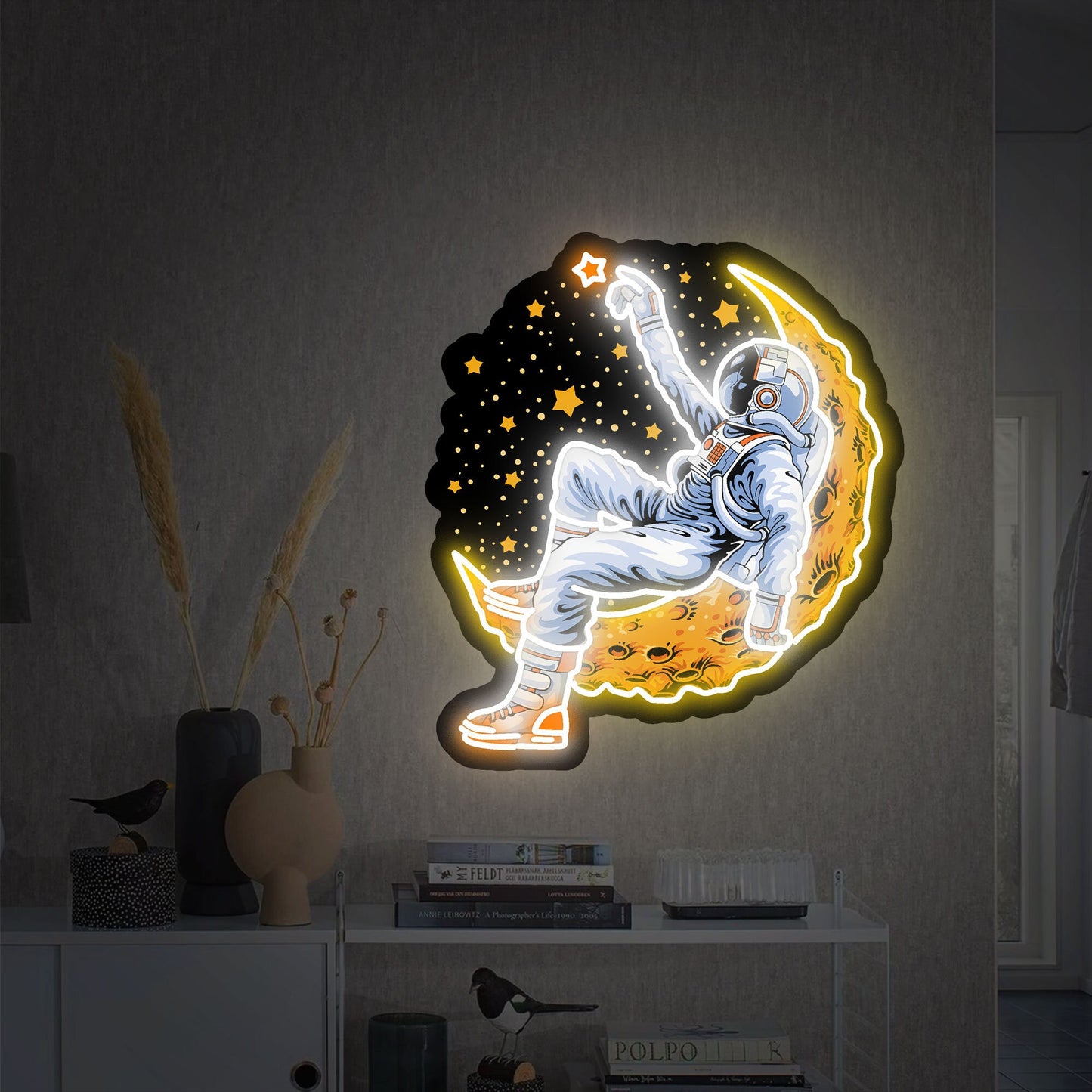 Neon Sign Astronauts Lying on Moon, Custom neon sign, Neon sign light, Space neon light, Neon Sign art, Neon Sign custom, Home Decor, gogo - Neonzastudio