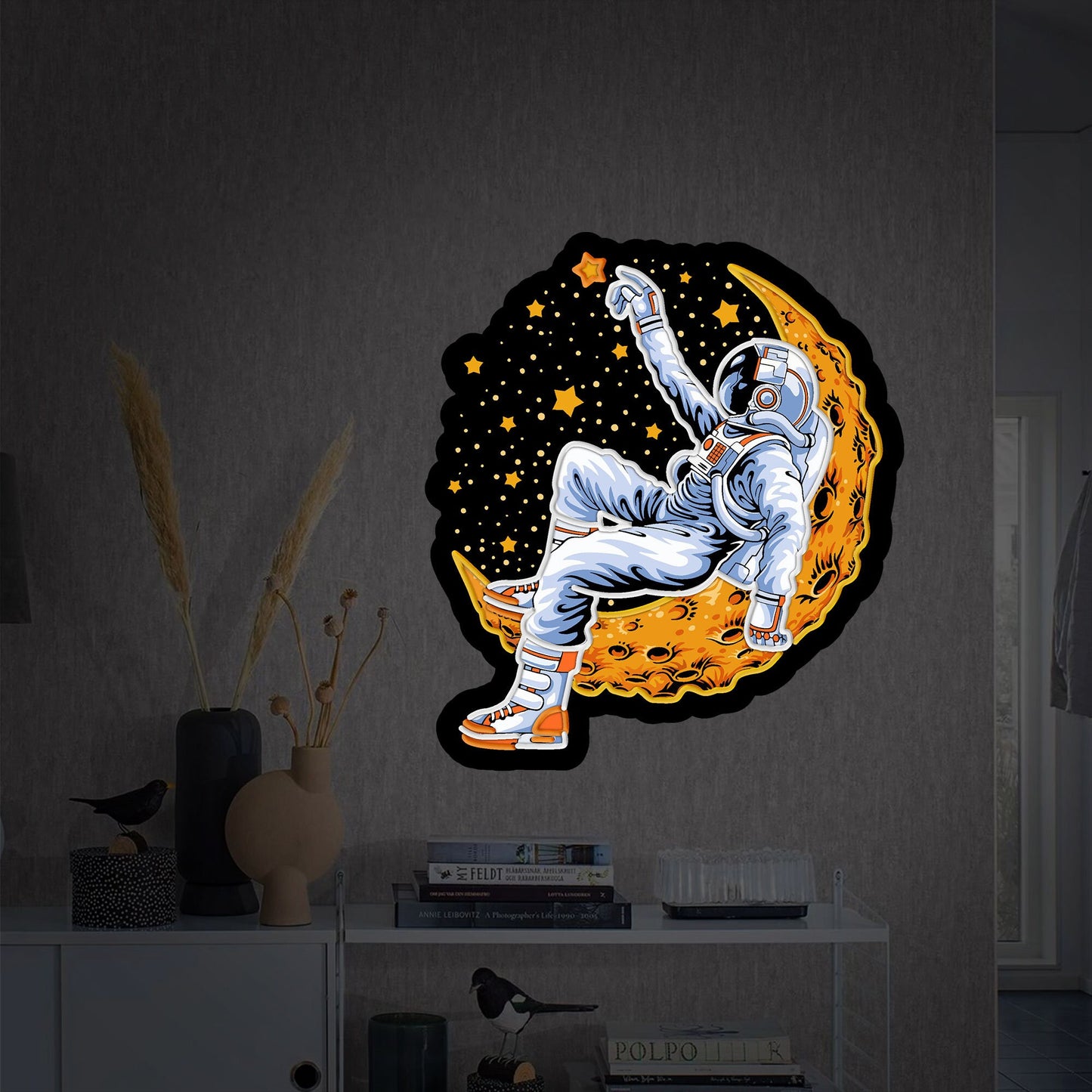 Neon Sign Astronauts Lying on Moon, Custom neon sign, Neon sign light, Space neon light, Neon Sign art, Neon Sign custom, Home Decor, gogo - Neonzastudio