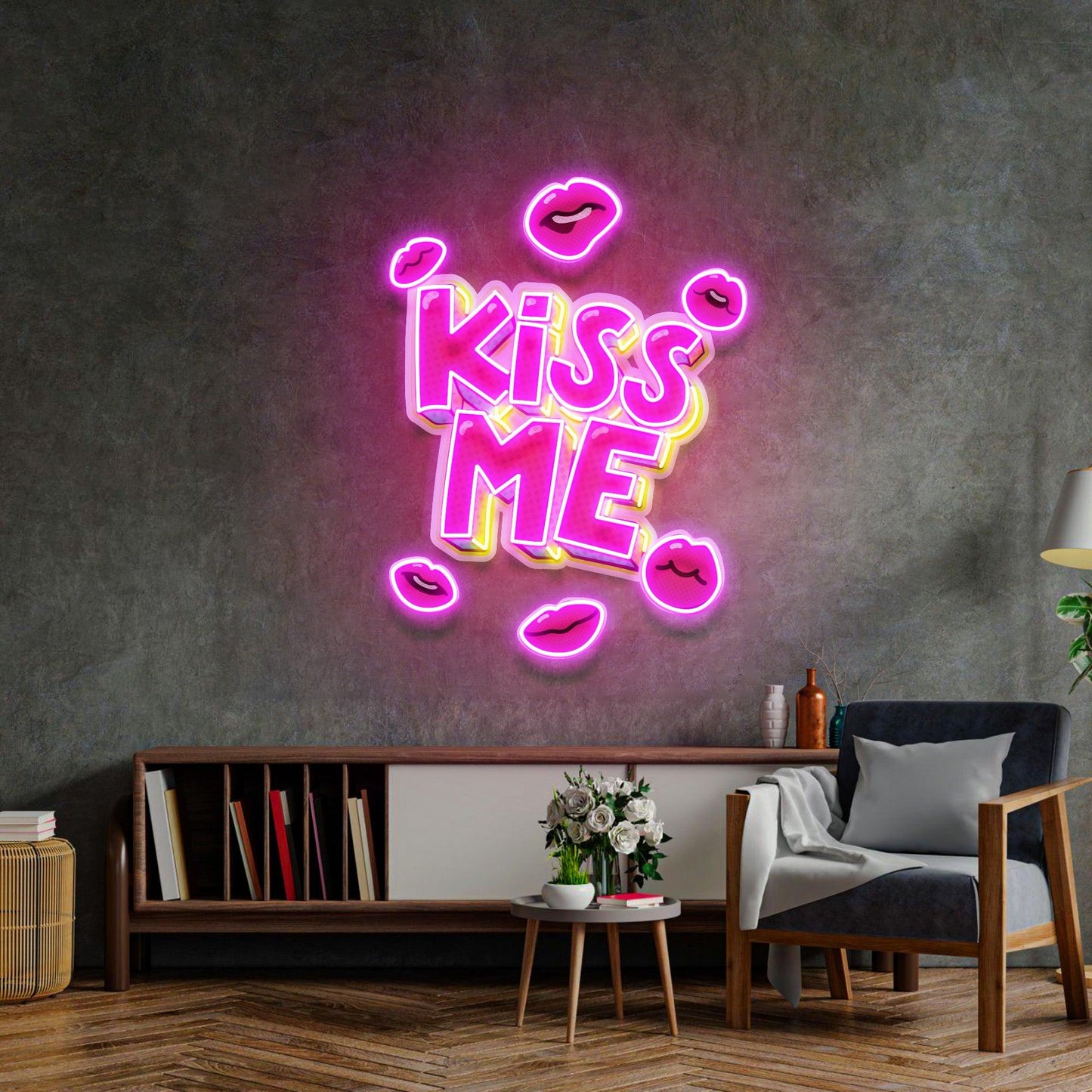 Kiss Me Led Neon Acrylic Artwork - Neonzastudio