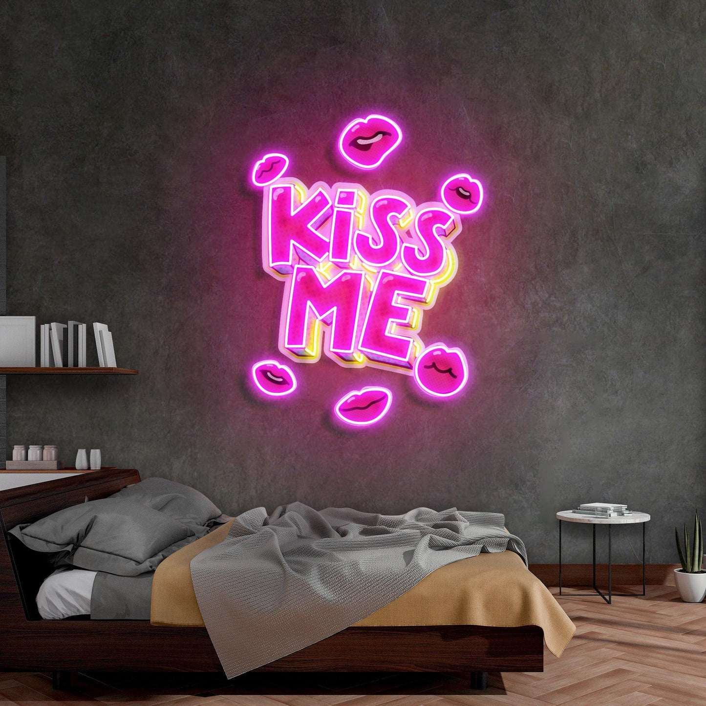 Kiss Me Led Neon Acrylic Artwork - Neonzastudio