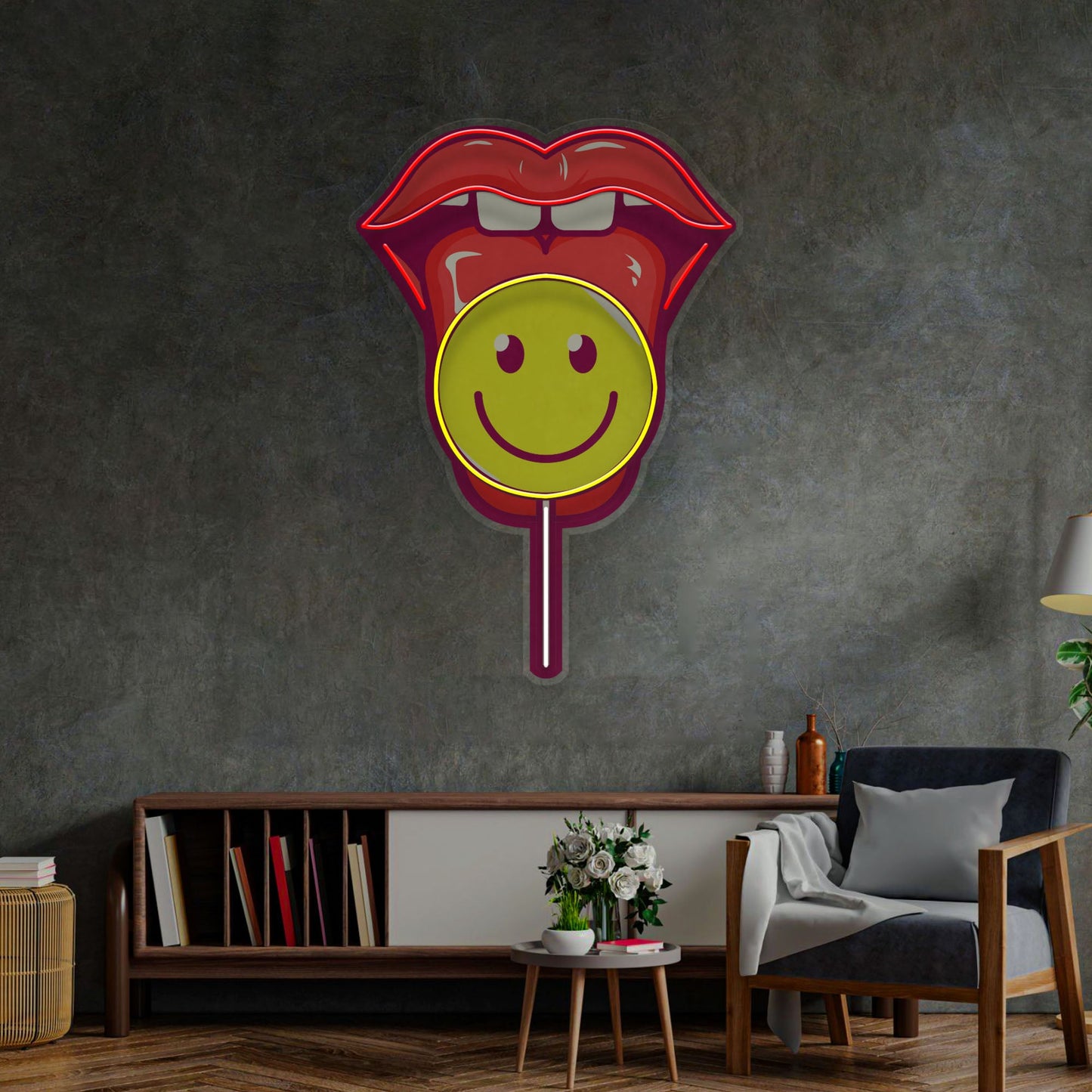 Lip Lolipop LED Neon Sign Light Pop Art - Neonzastudio
