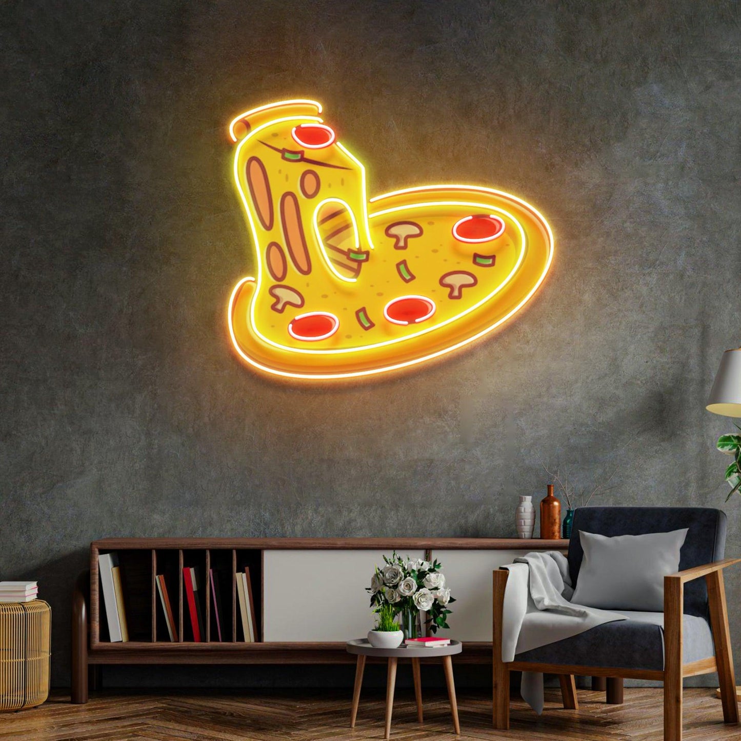 Pizza Slice Neon Acrylic Artwork - Neonzastudio