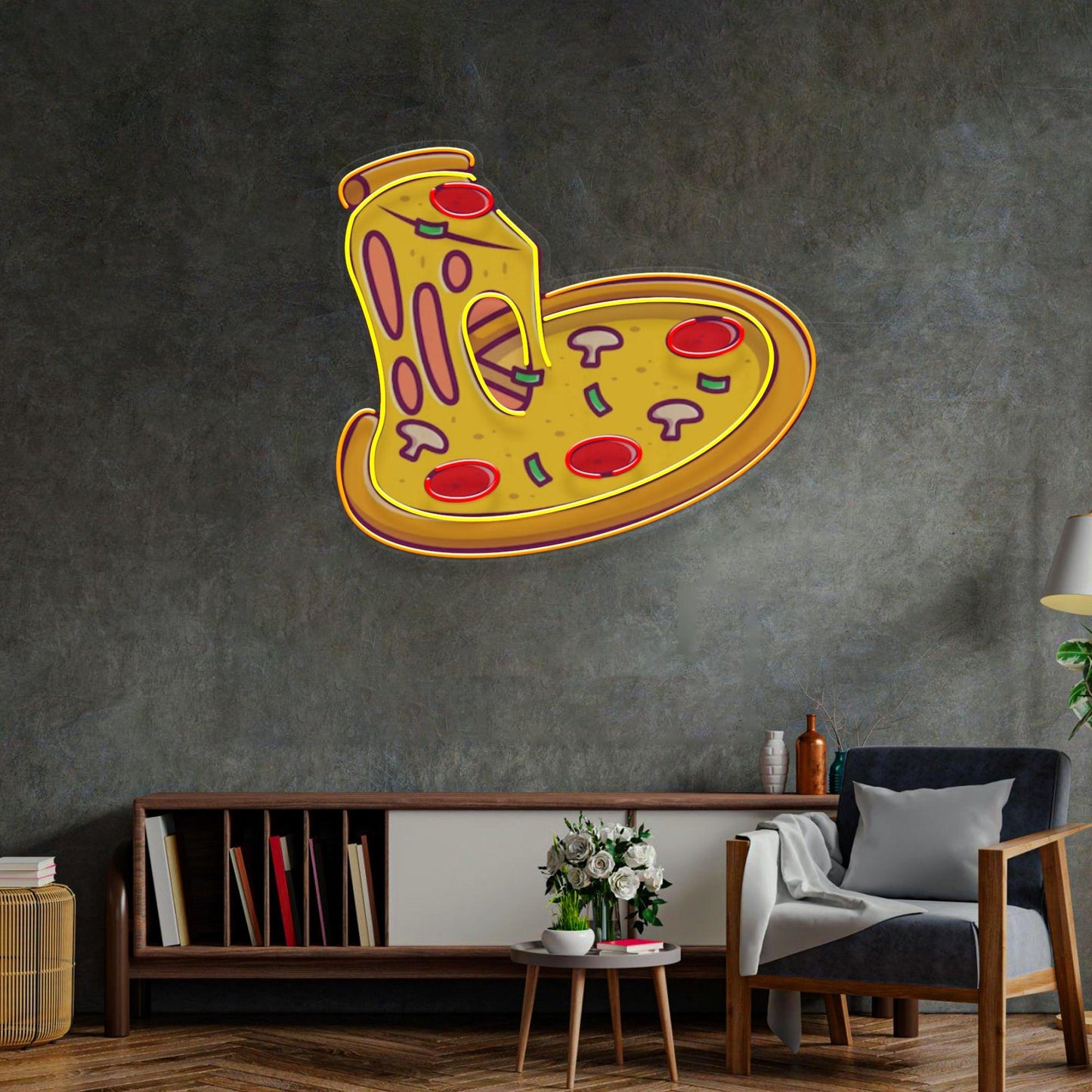 Pizza Slice Neon Acrylic Artwork - Neonzastudio
