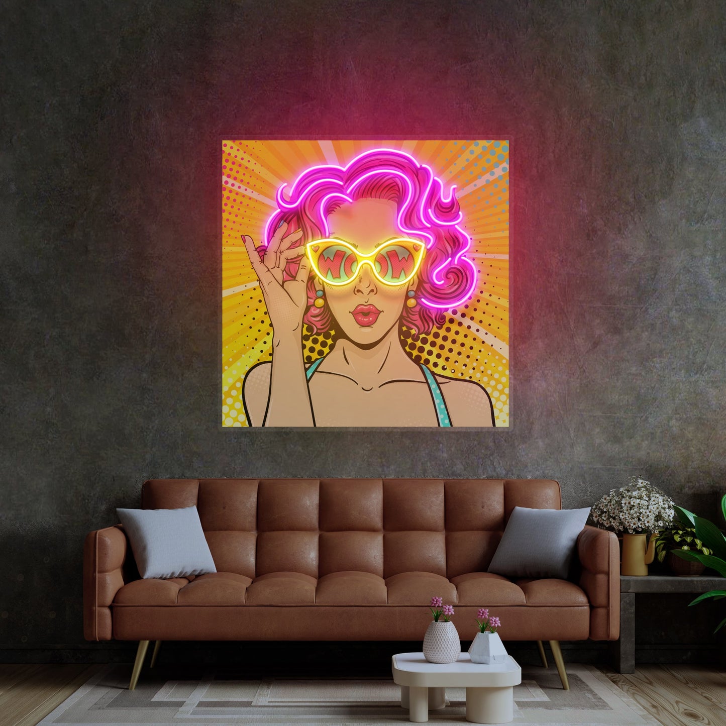 Wow Lady Pop Art Led Neon Acrylic Artwork - Neonzastudio