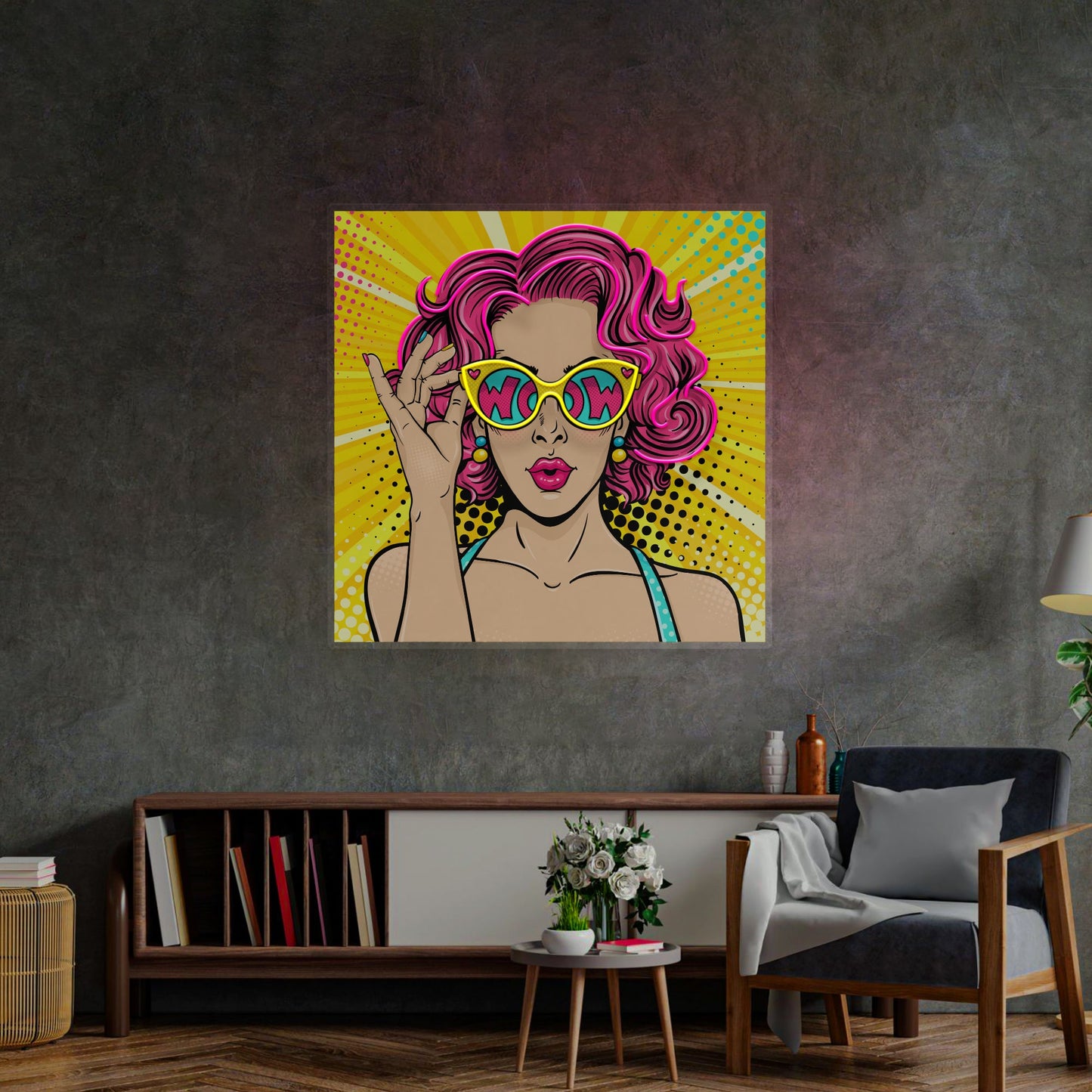 Wow Lady Pop Art Led Neon Acrylic Artwork - Neonzastudio