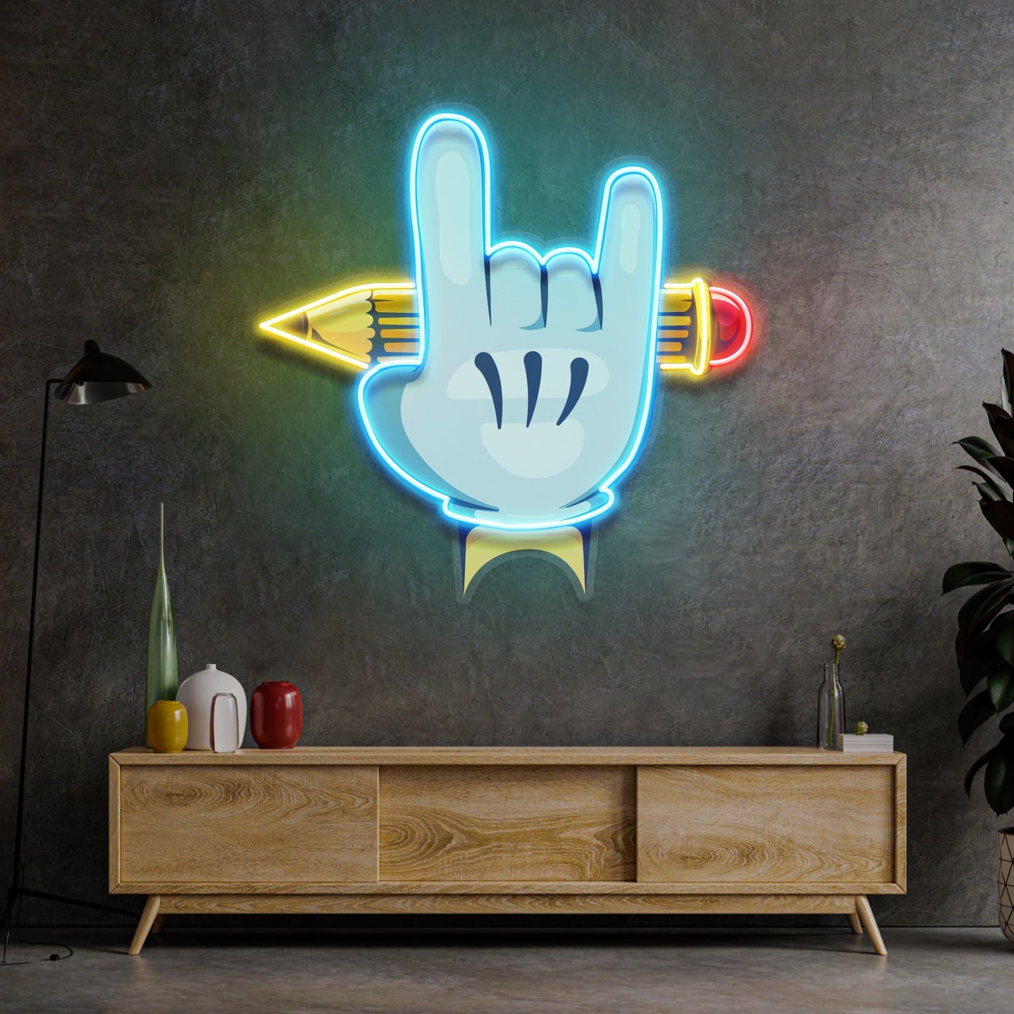 Rock Hand LED Neon Sign Light Pop Art - Neonzastudio