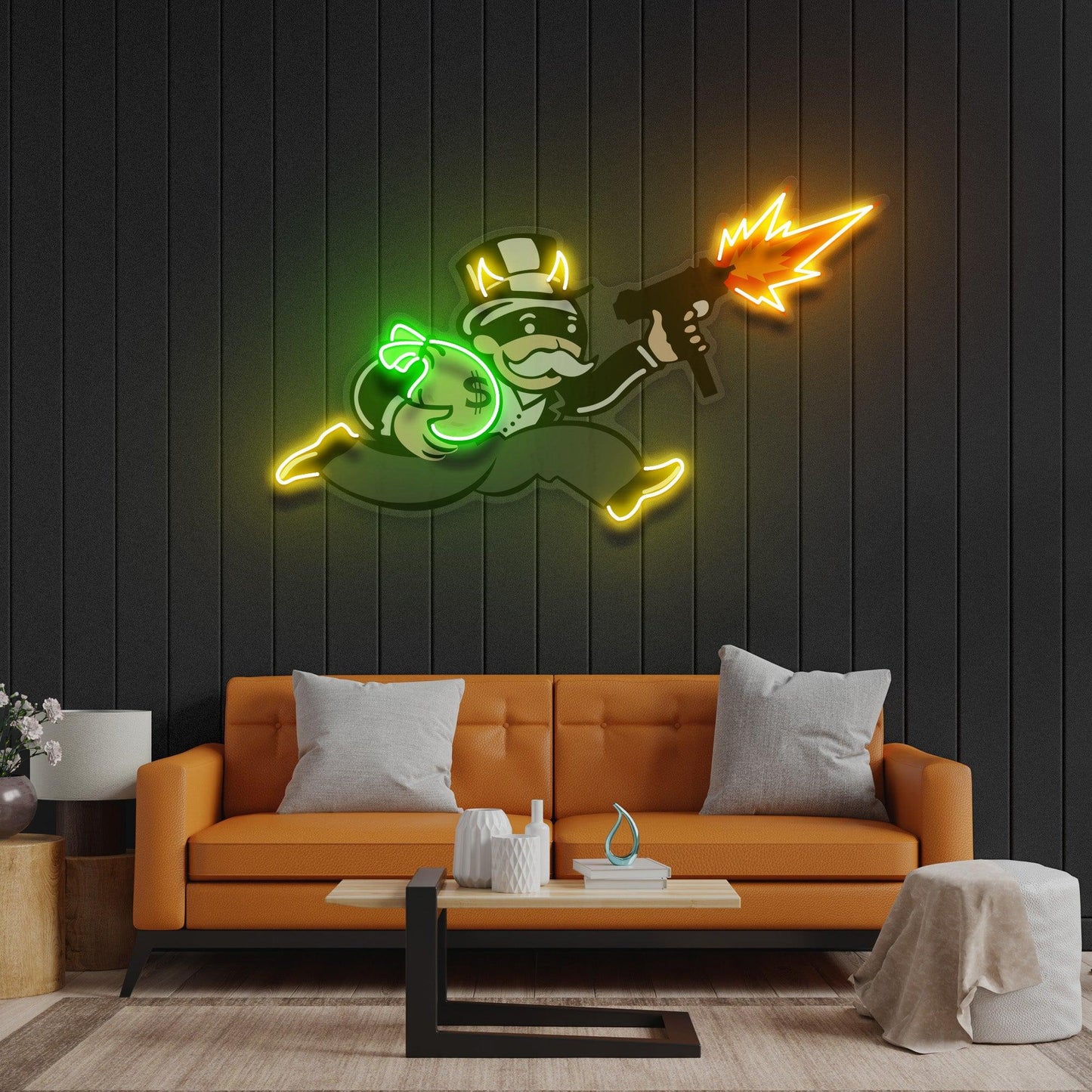 Violent Monopoly Gun Led Neon Acrylic Artwork - Neonzastudio