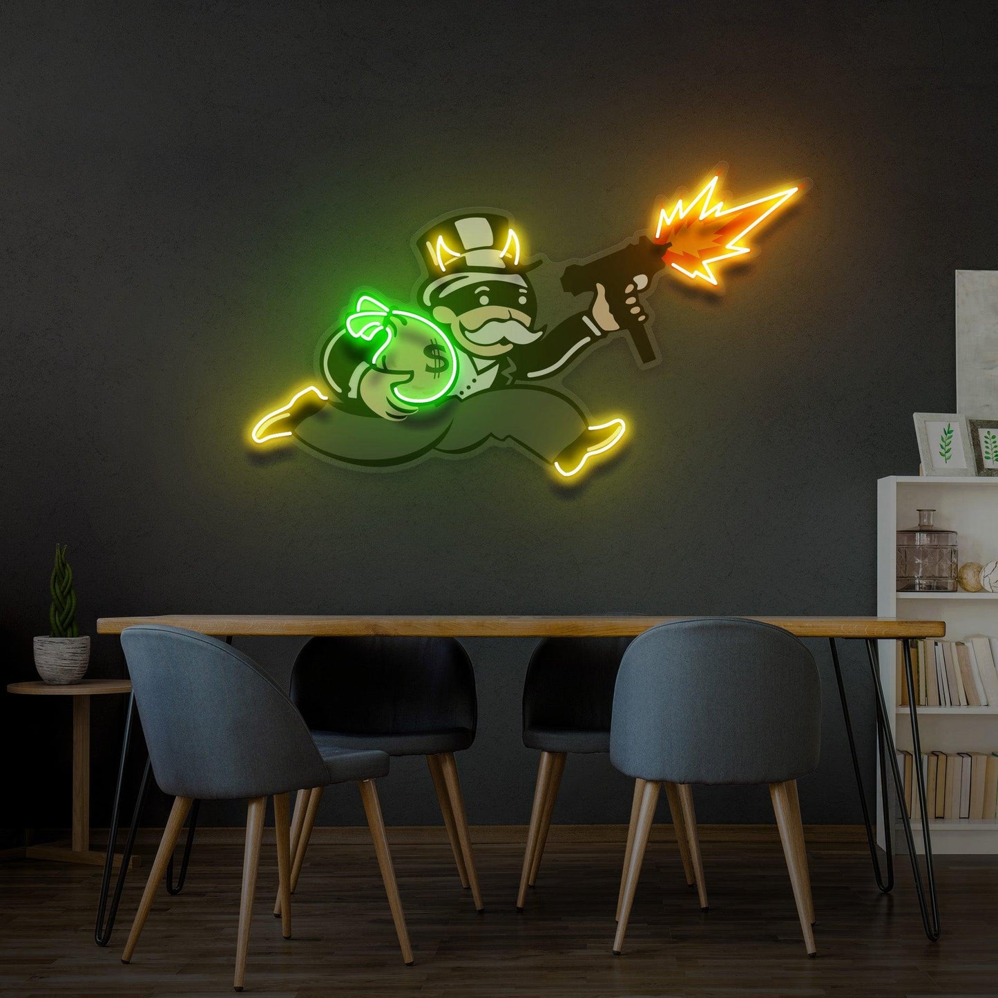 Violent Monopoly Gun Led Neon Acrylic Artwork - Neonzastudio