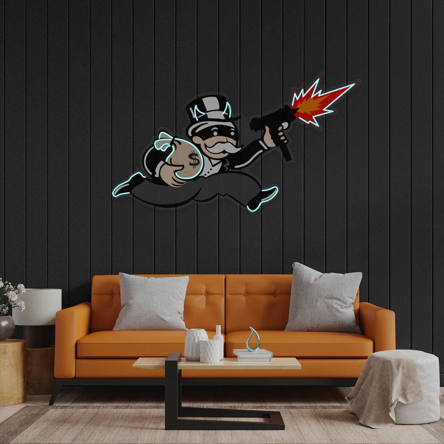 Violent Monopoly Gun Led Neon Acrylic Artwork - Neonzastudio