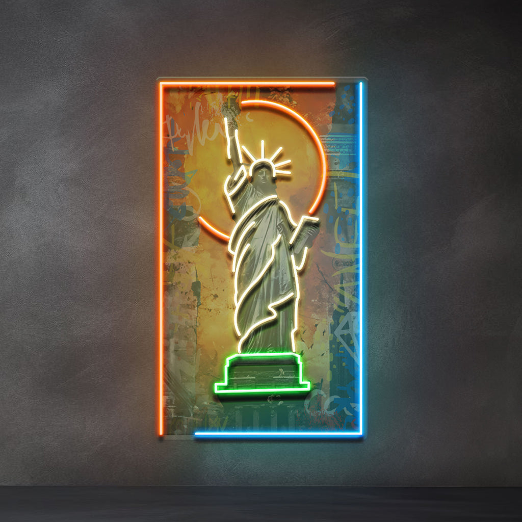 Colorful Liberty Statue Collapse Art LED Neon Sign Light Pop Art