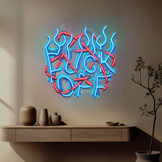 Rebelious F-ck Off In Collapse Art LED Neon Sign Light Pop Art