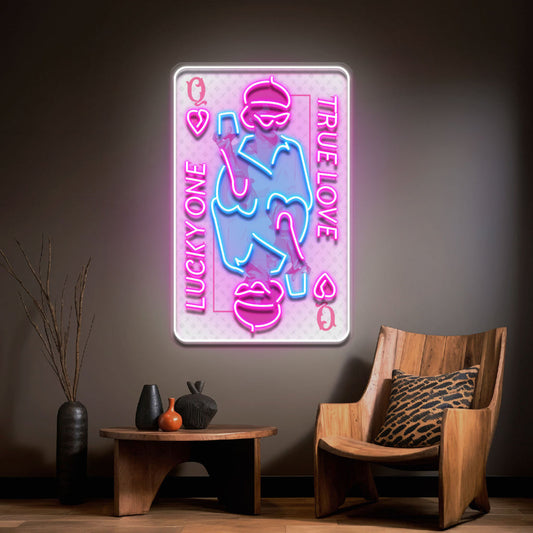 True Love Queen Card Collapse Art LED Neon Sign Light Pop Art