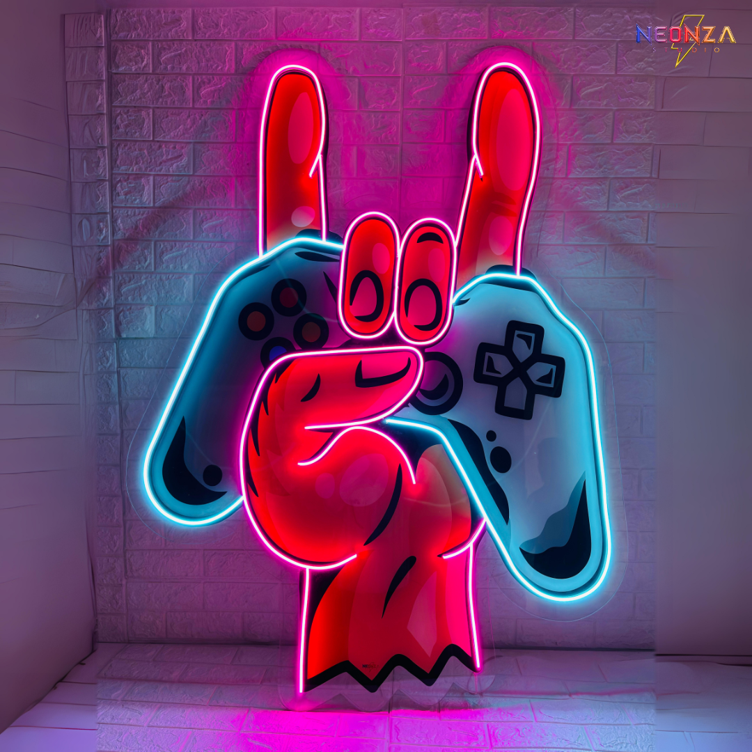 Game Hands Led Neon Acrylic Artwork