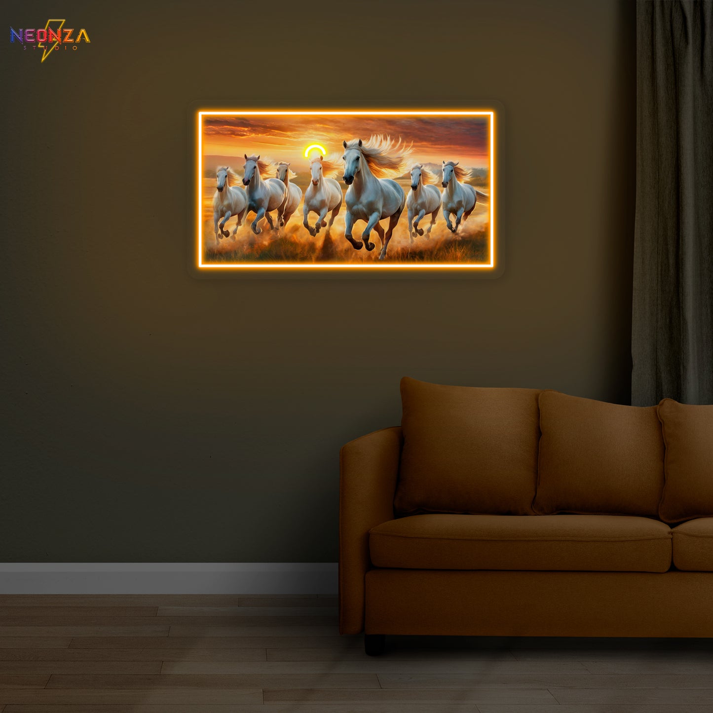Seven Running Horse Neonsign Artwork