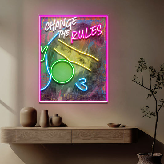 Rebelious Change The Rule Collapse Art LED Neon Sign Light Pop Art