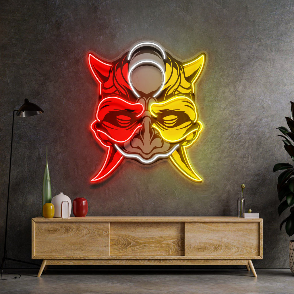 Black Devil Mask LED Neon Sign Light Pop Art