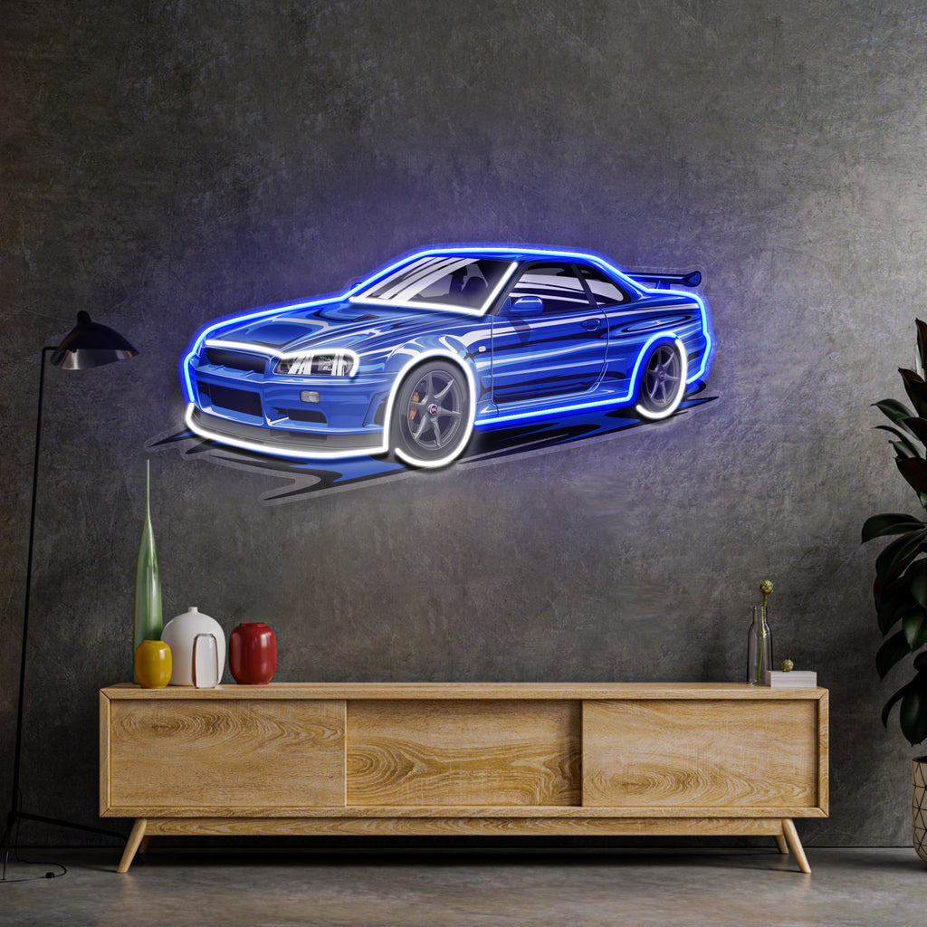 Blue Sport Car LED Neon Sign Light Pop Art