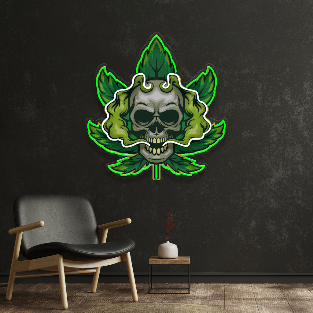 Cannabis Skull LED Neon Sign Light Pop Art