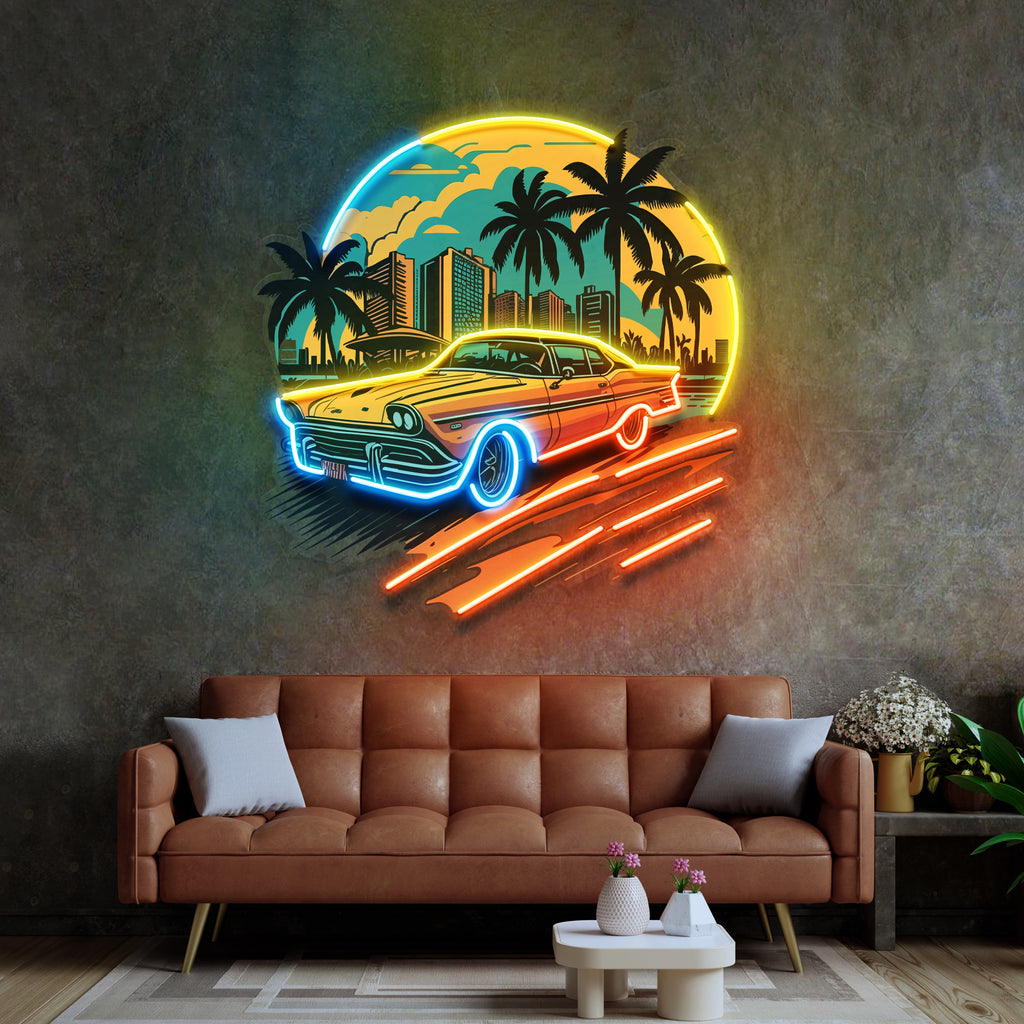 Car The Sunset LED Neon Sign Light Pop Art