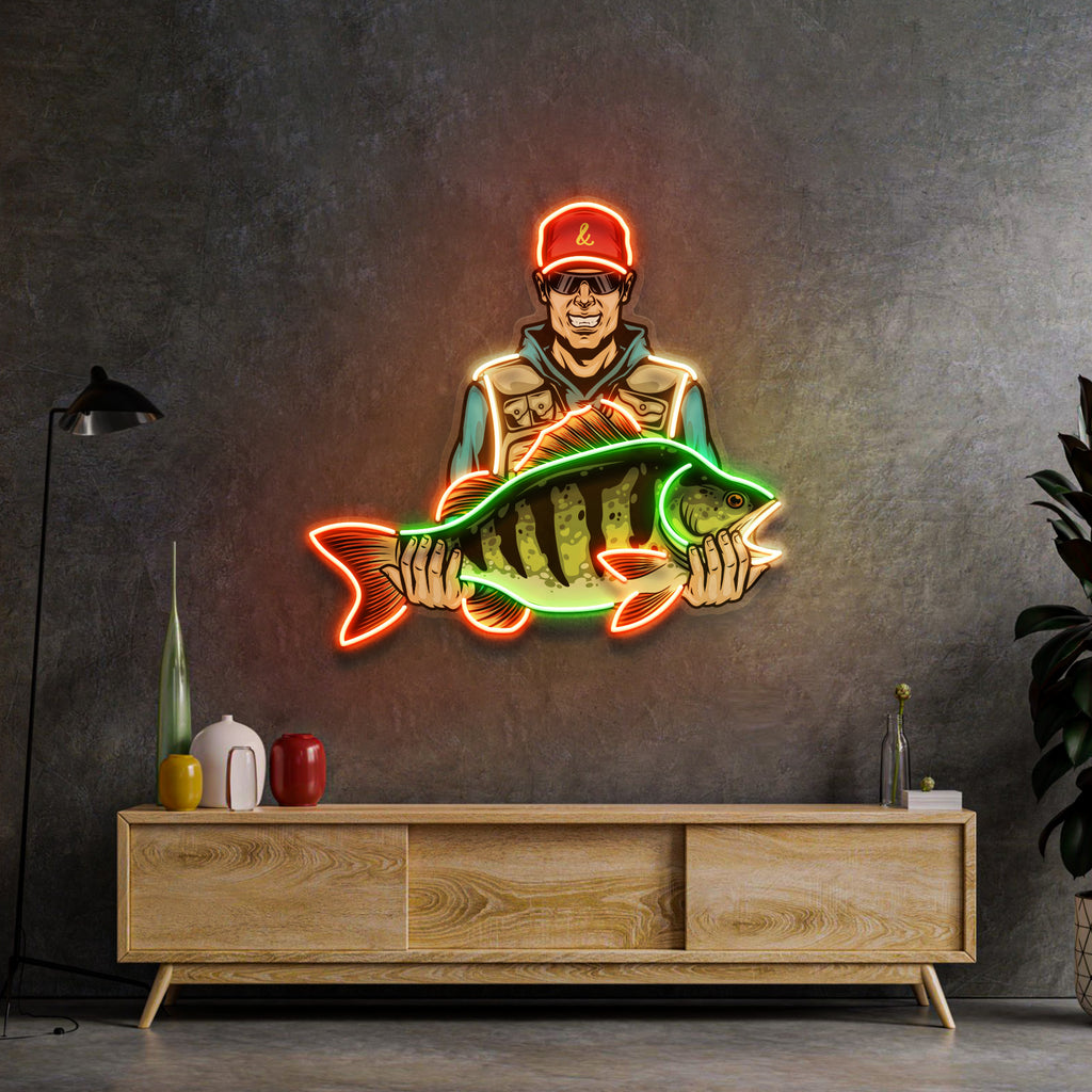 Colorful Fishing LED Neon Sign Light Pop Art