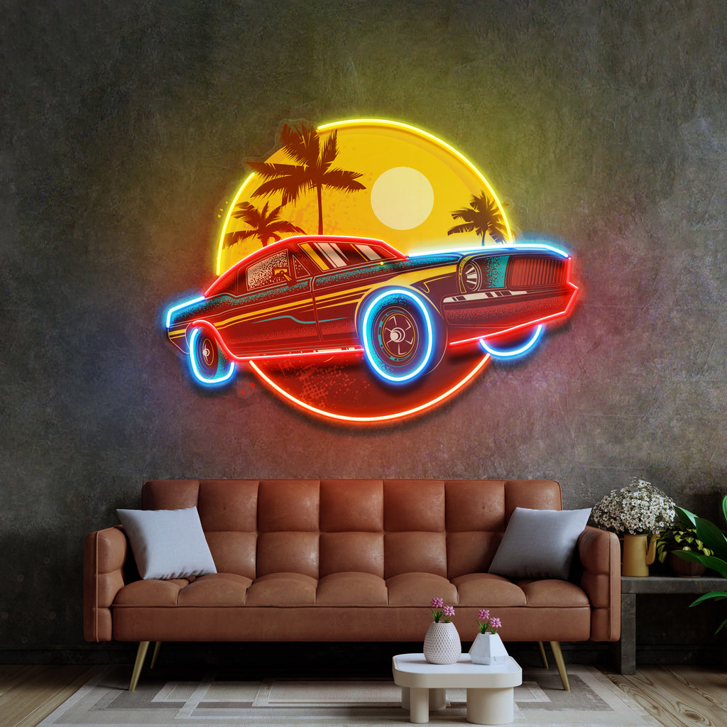 Tropical Vintage Car LED Neon Sign Light Pop Art
