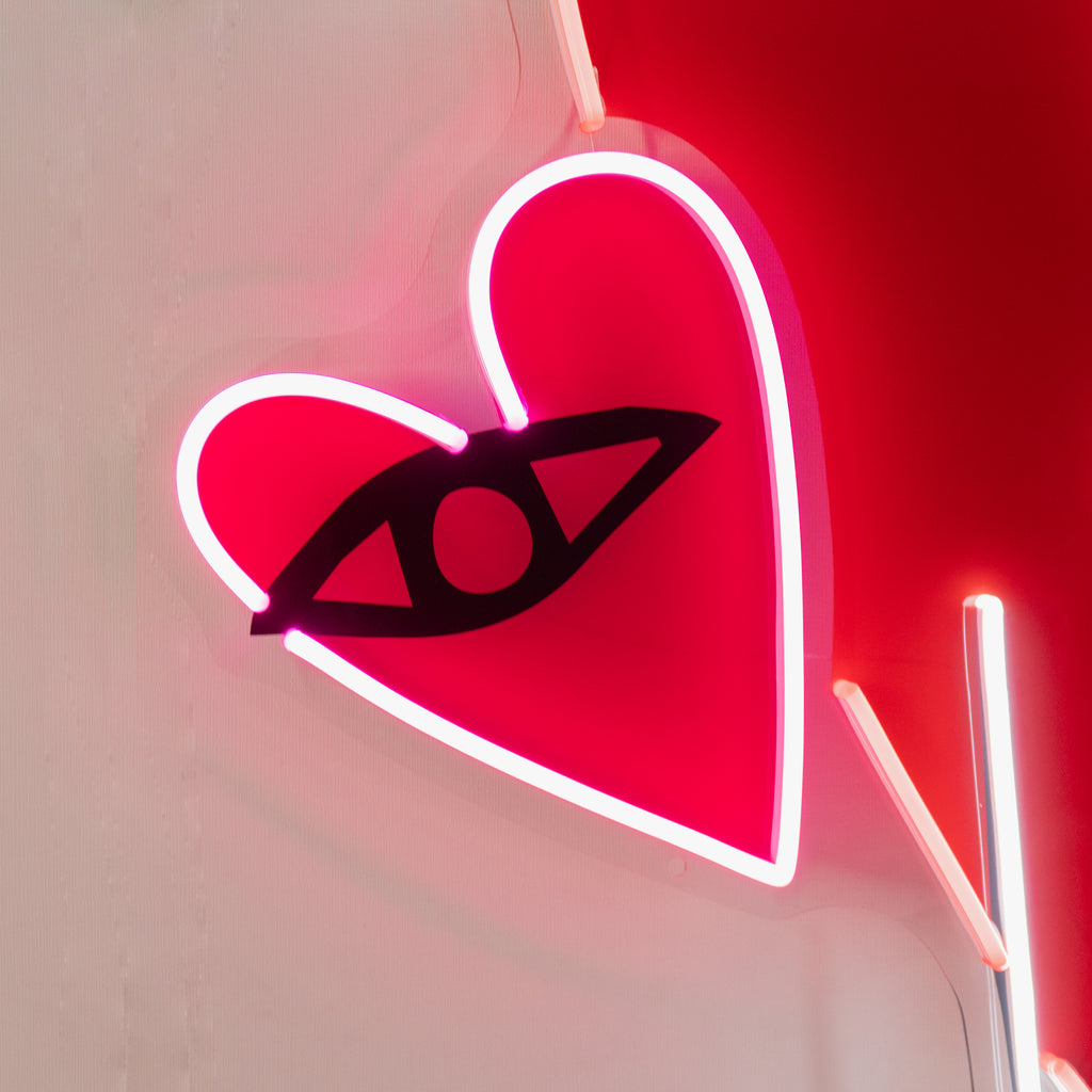 Abstract Face With Hearts LED Neon Sign Light