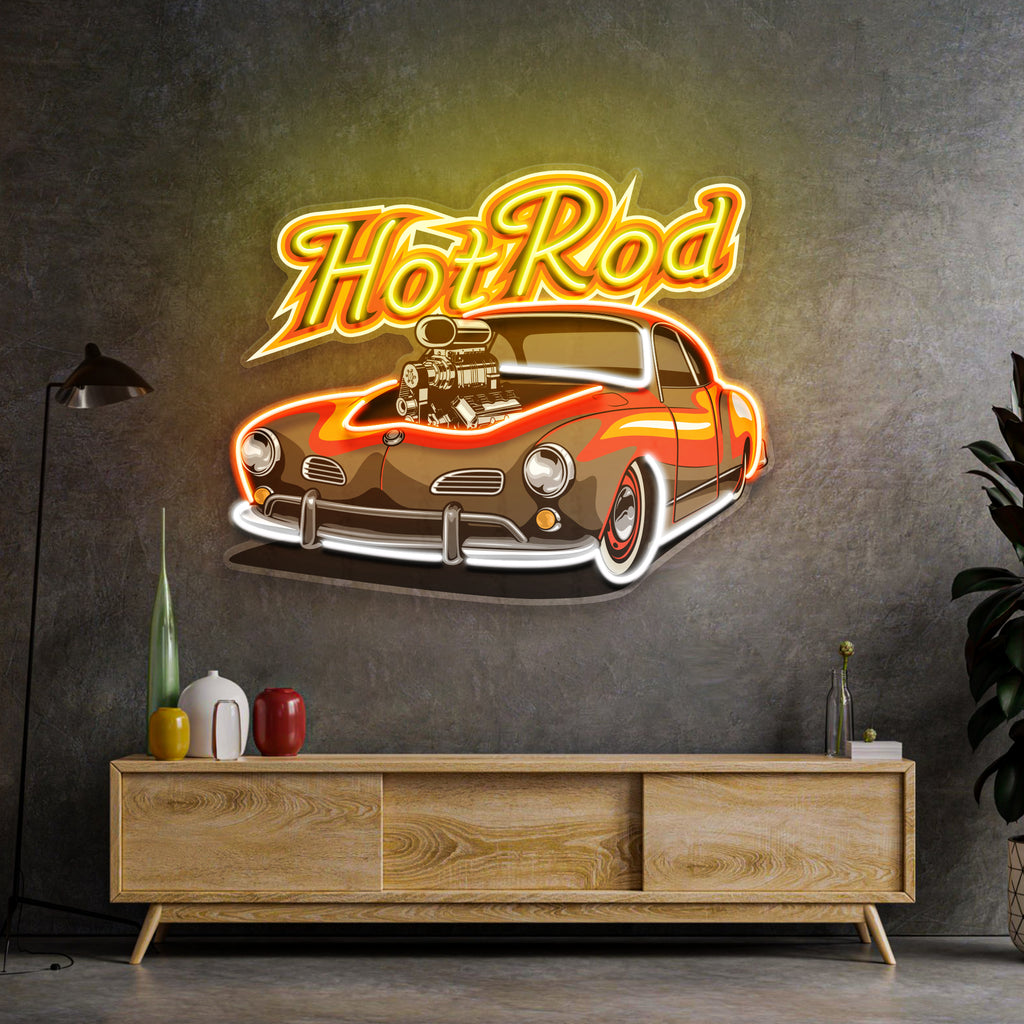 Fabolous Flamming Hotrod Car LED Neon Sign Light Pop Art