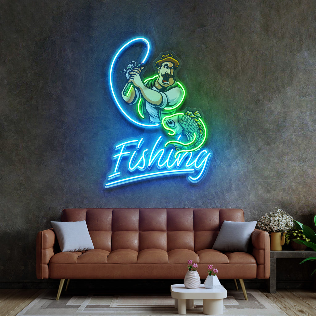 Ferocious Fisherman LED Neon Sign Light Pop Art