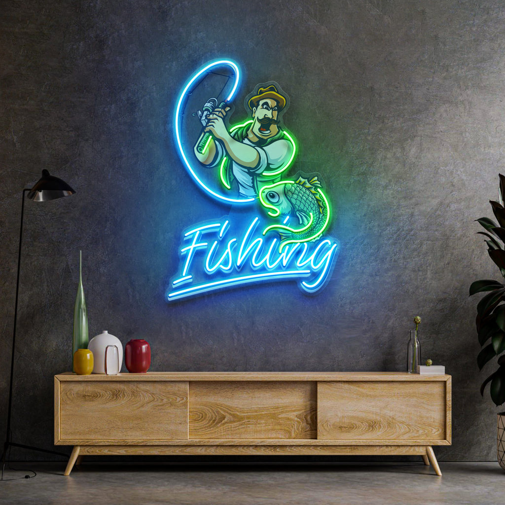 Ferocious Fisherman LED Neon Sign Light Pop Art – Neonzastudio