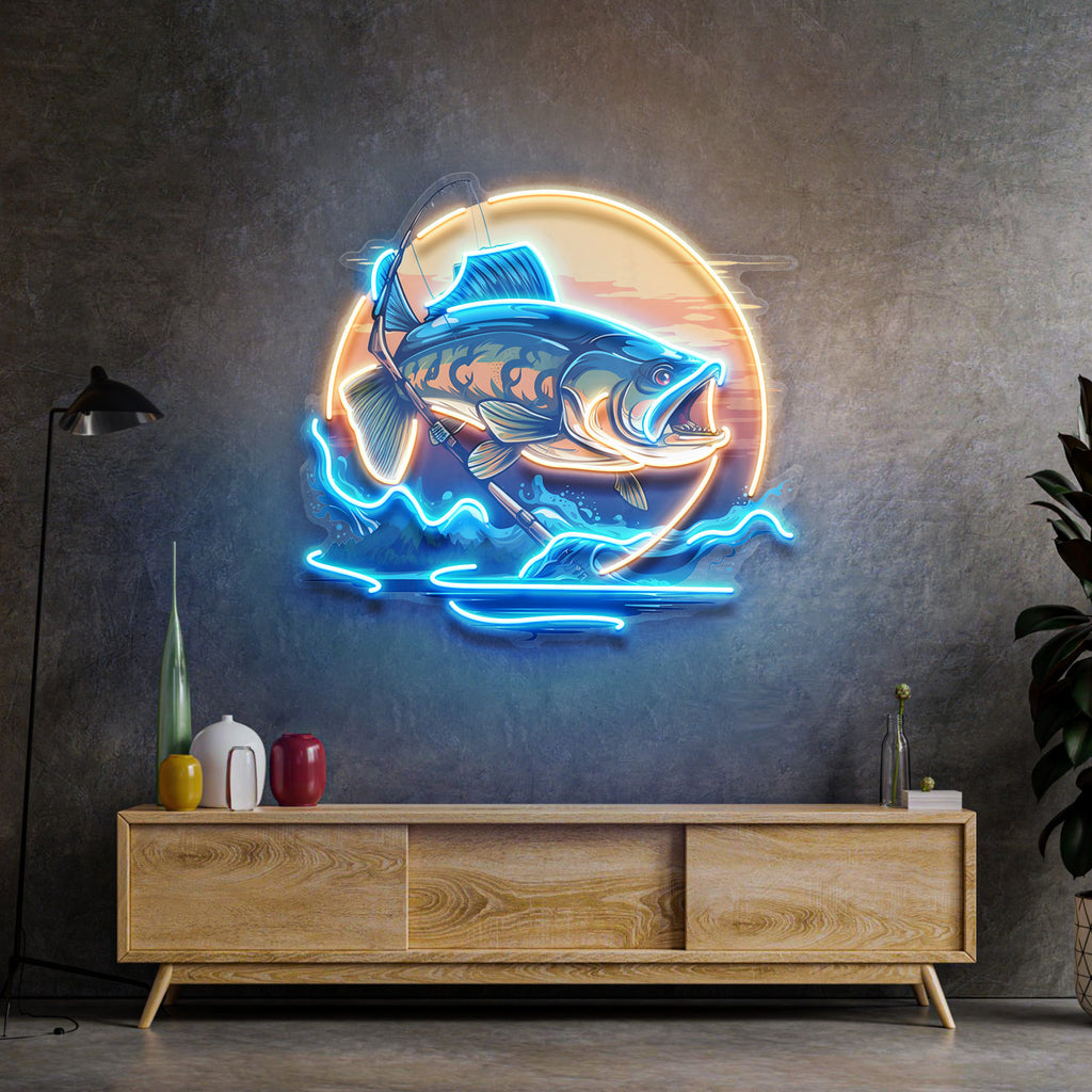 Fishing Cartoon LED Neon Sign Light Pop Art