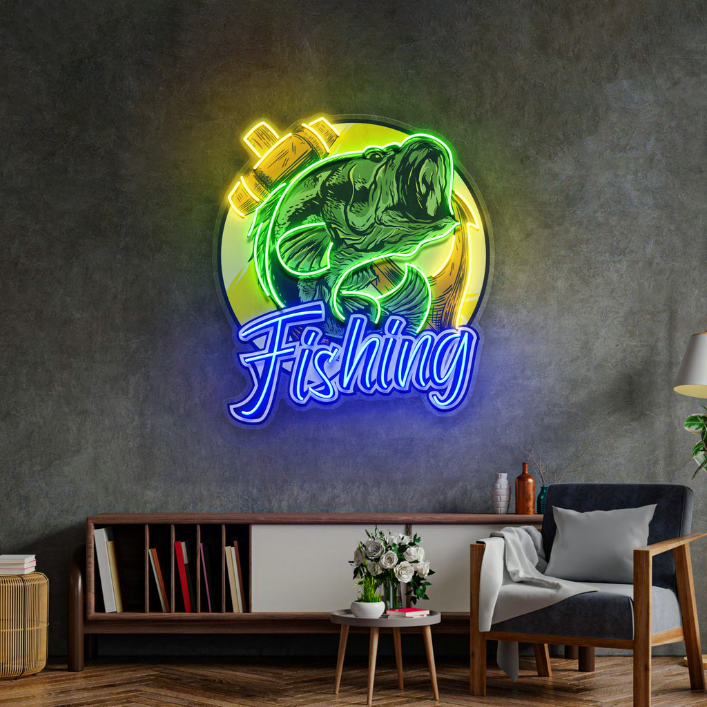 Fishing With A Large Anchor LED Neon Sign Light Pop Art